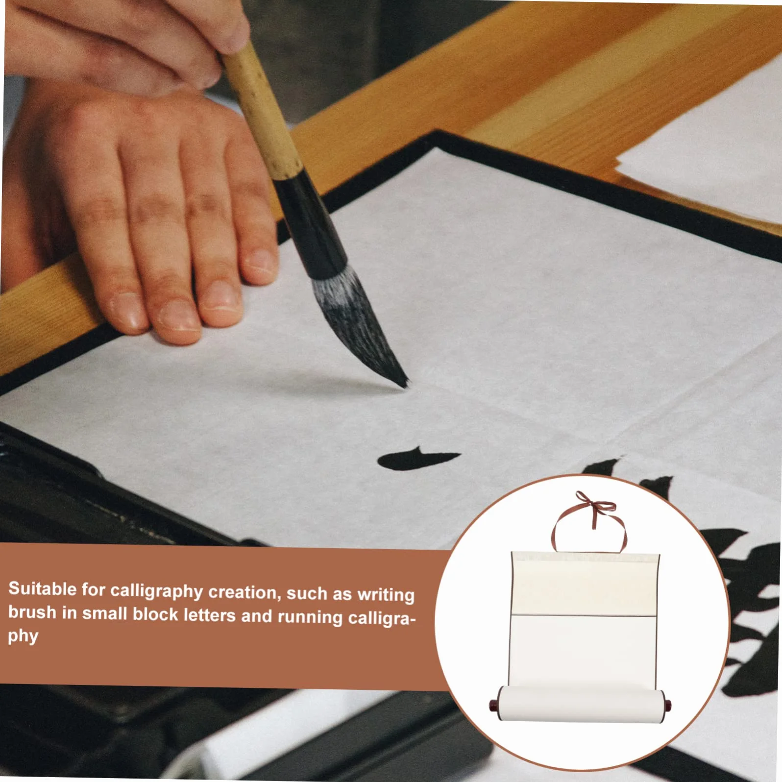 Rouleau en Papier Xuan Solide Parchemin Beige pour Calligraphie Chinoise et Peinture à L'encre