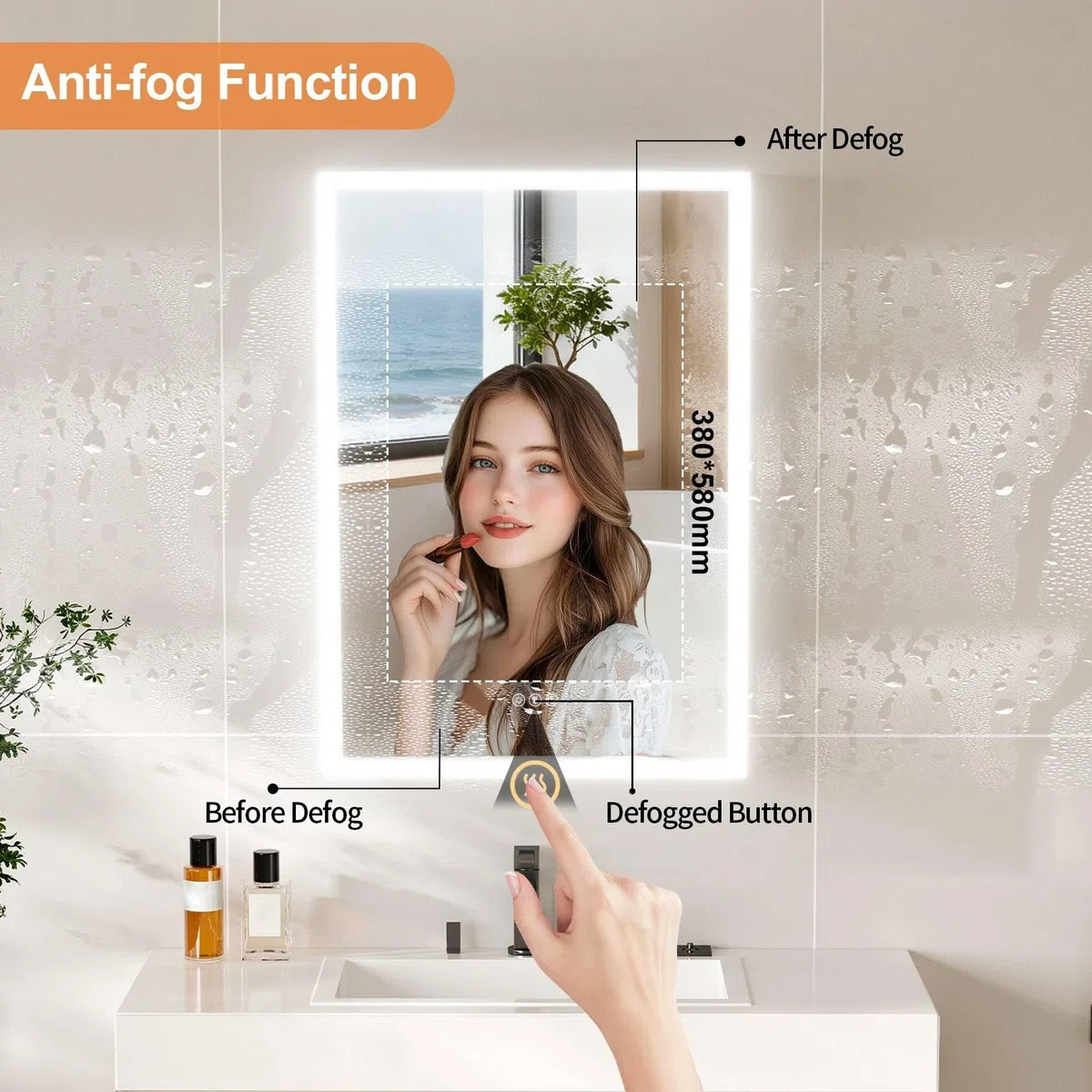 LUVODI Armoire à pharmacie avec miroir LED : cadre en aluminium anti-buée Bluetooth éclairé à l'avant 50,8 x 71,1 cm