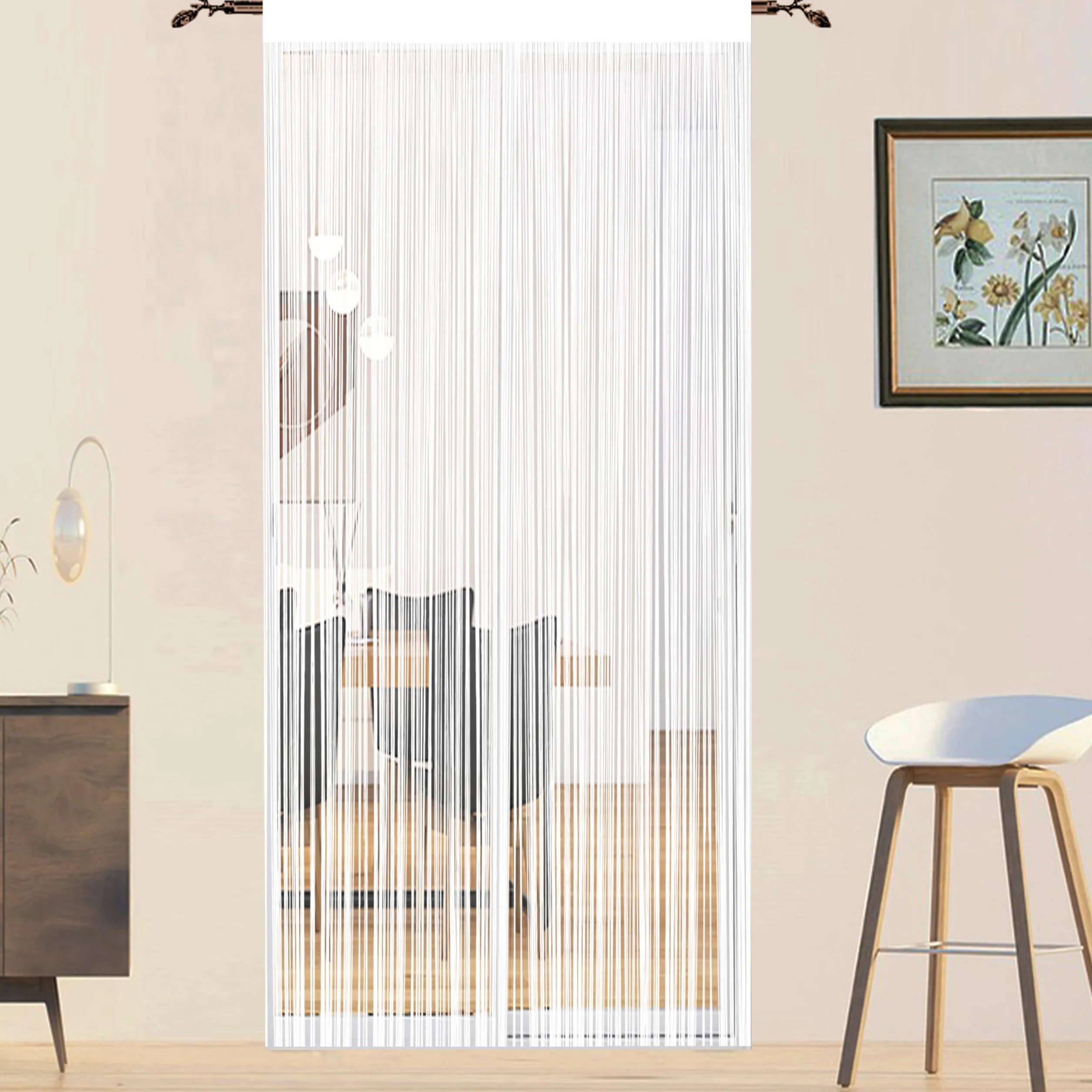 Rideau Anti Mouches Porte Extérieur 90 x 245 cm Blanc Moustiquaire Fenêtre