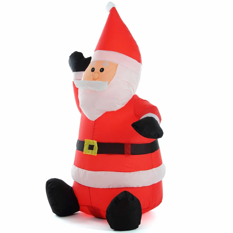 Père Noël gonflable BAKAJI 120 cm LED IP44 auto-gonflant avec kit de fixation