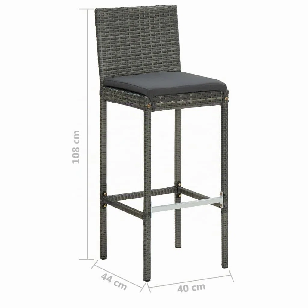 vidaXL Ensemble de Bar de Jardin 5 pcs et Coussins Mobilier de Terrasse Salon de Jardin Table et Chaises de Patio Extérieur Résine Tressée Gris