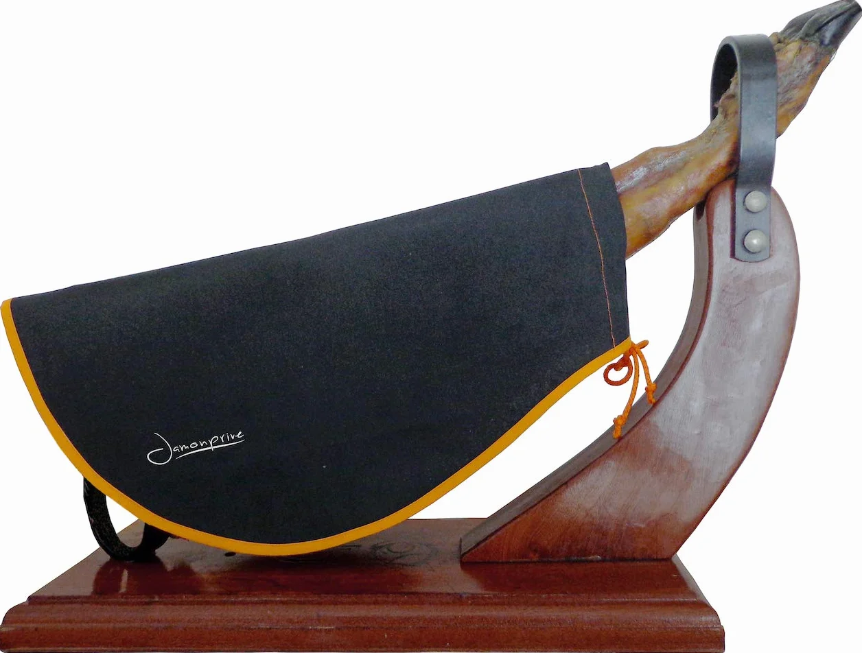 Jamonprive Couvre Jambon Noir Bordure Orange pour Serrano Ibérique Prosciutto