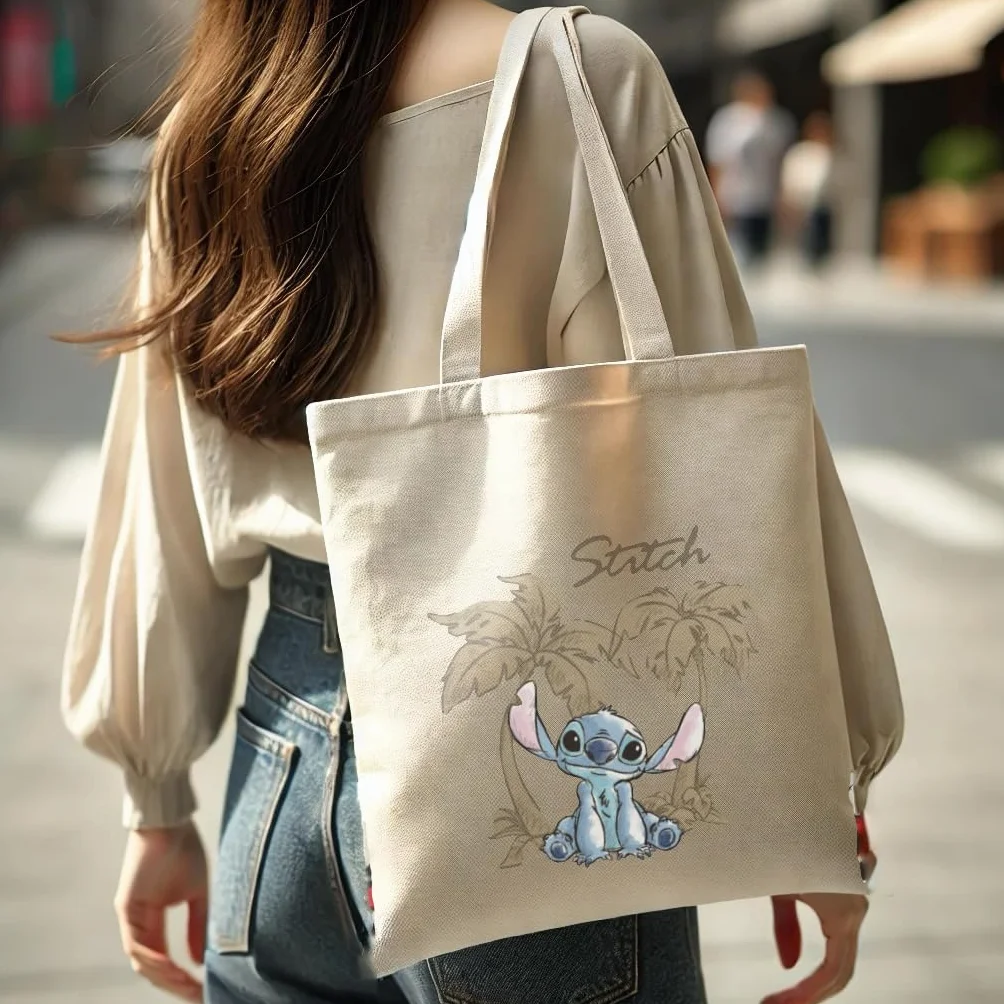 Sac Shopping Stitch Officiel Disney 37x41 cm Coton Polyester Trousse 22,5x16 cm
