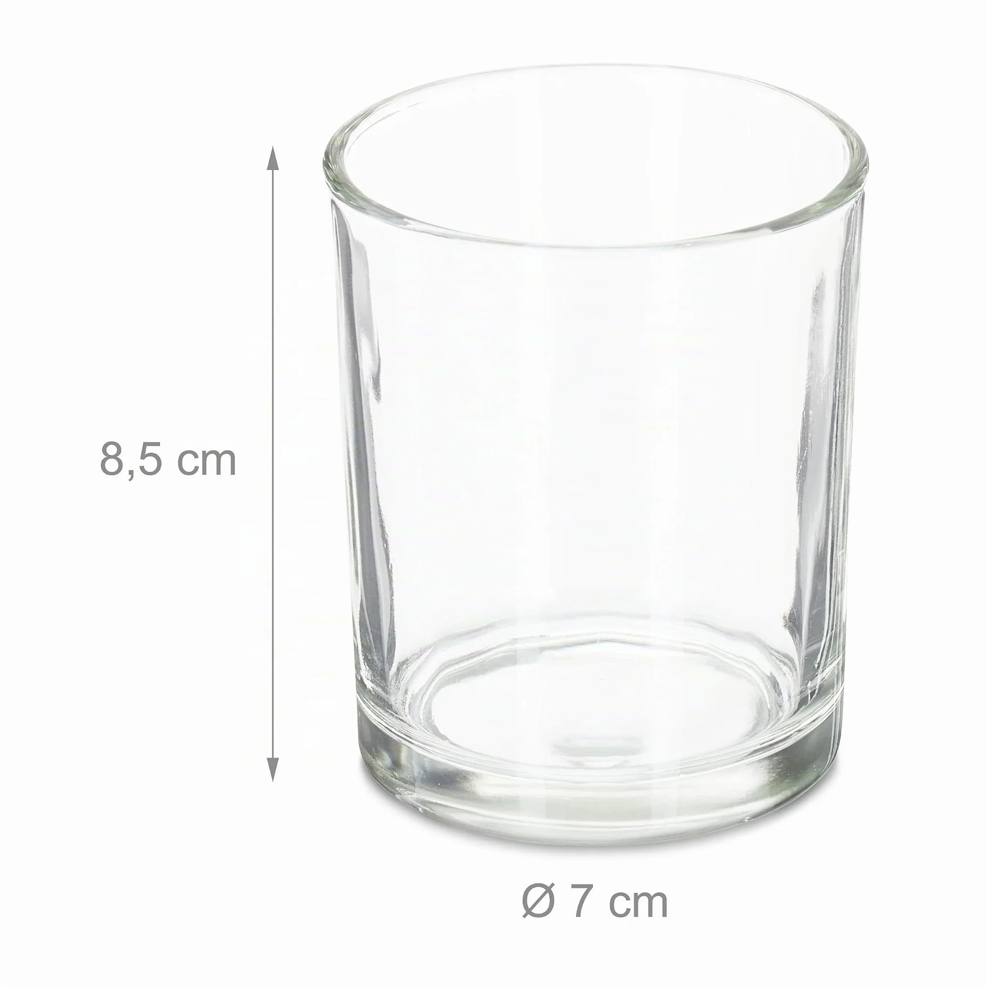 Relaxdays Lot de 12 Photophores en Verre pour Bougies Chauffe-Plat, H x D : 8,5 x 7 cm, Transparent