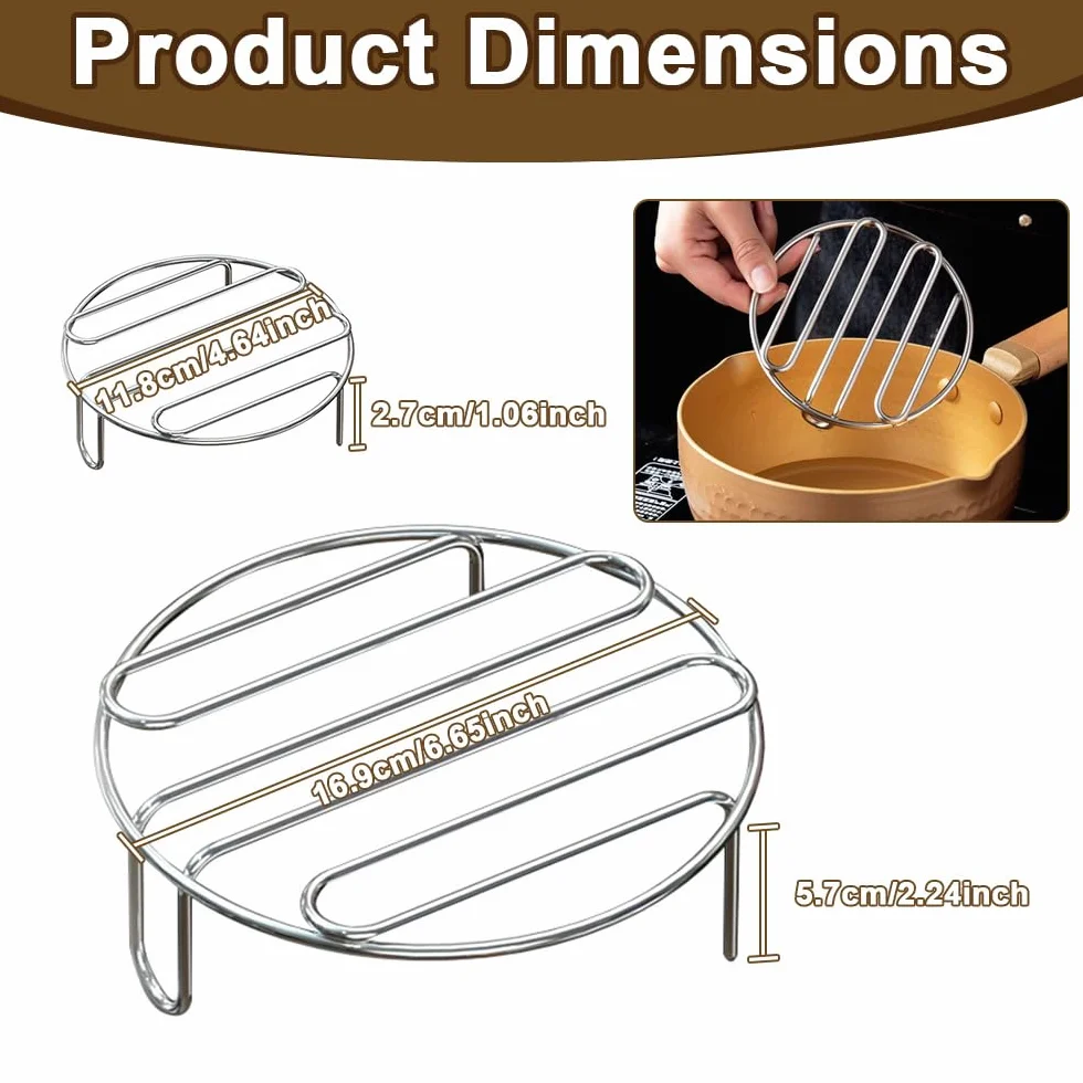 Grille de Refroidissement en Acier Inoxydable Rond 2 Pièces pour Cuisson et Rôtissage