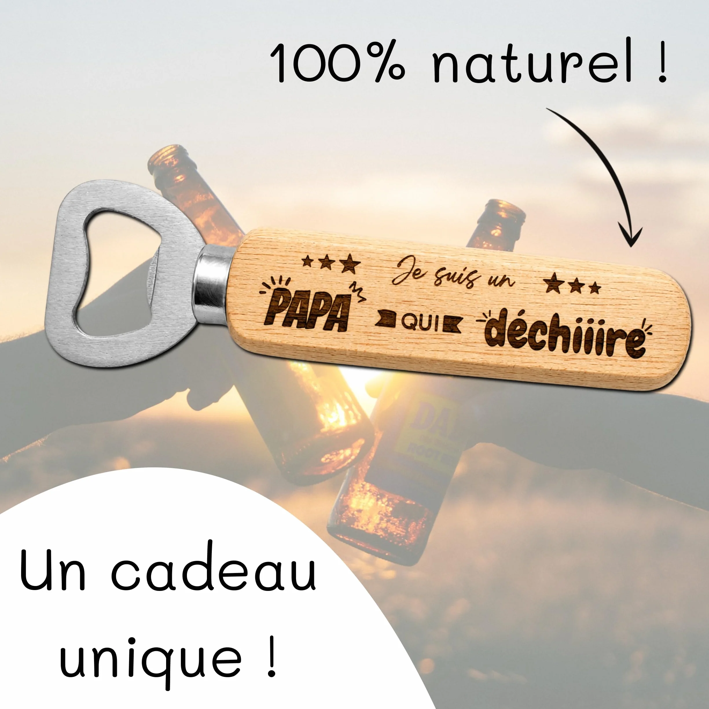Décapsuleur Papa je t'aime cadeau fête des pères personnalisable