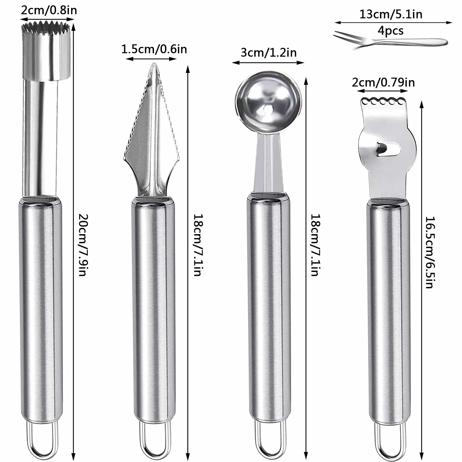 Cuillère à Melon Acier Inoxydable 4 Pièces Set Fruits Outils Découpage