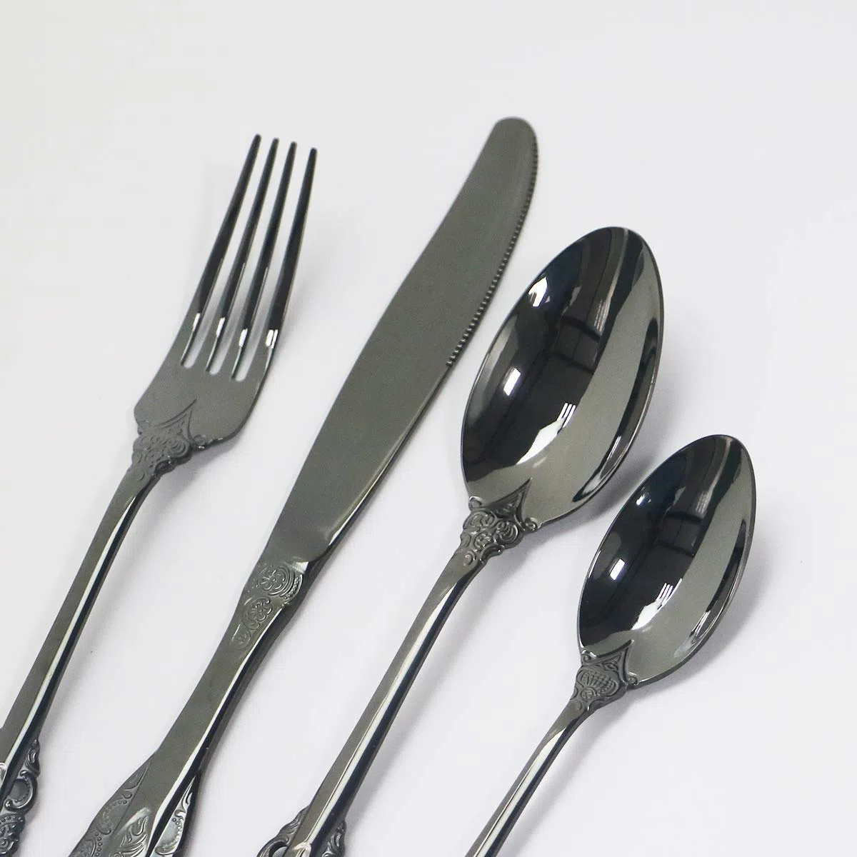 Ensemble de couverts en argenterie, ensemble 24 pièces acier inoxydable 304, vaisselle, couteaux, fourchettes, cuillères, cuisine, or