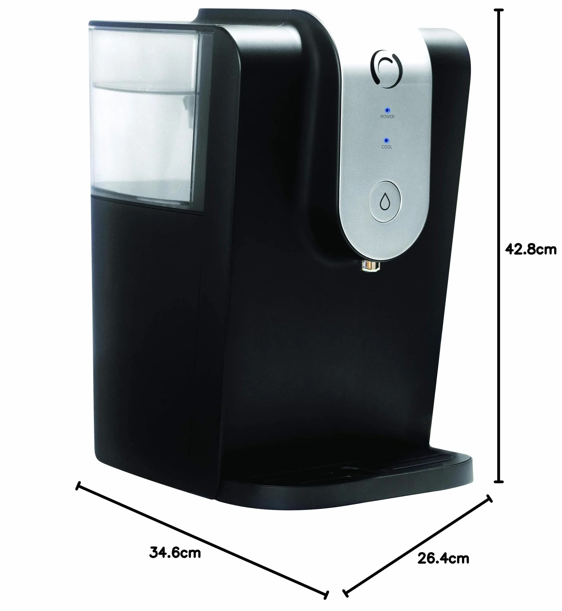 Aqua Optima Lumi Refroidisseur d'eau Filtré Distributeur d'eau de Comptoir 8,2 litres Noir Plastique