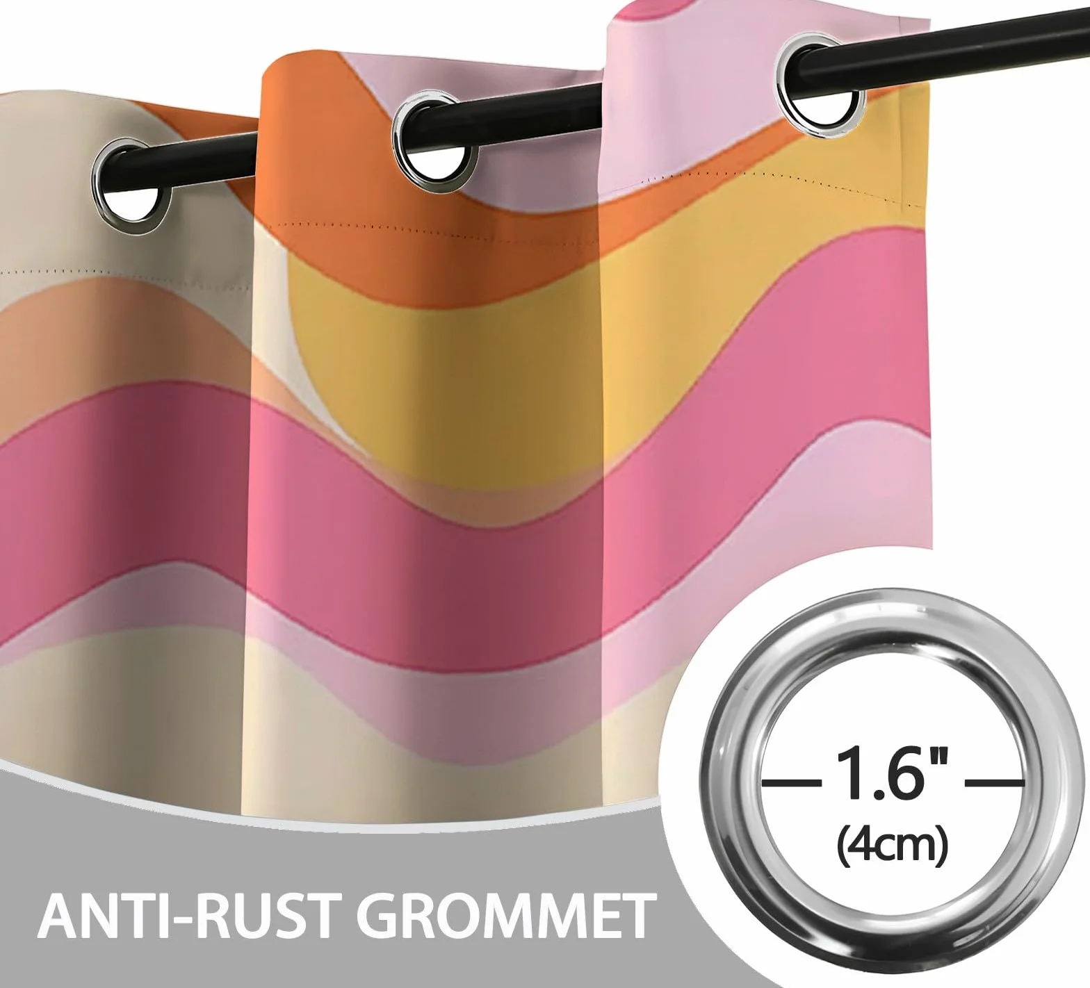 Rideaux Isolants 110x215 cm 2 Panneaux Anti-Chaleur Opaque Design Tribal Rétro Abstrait Rose Orange