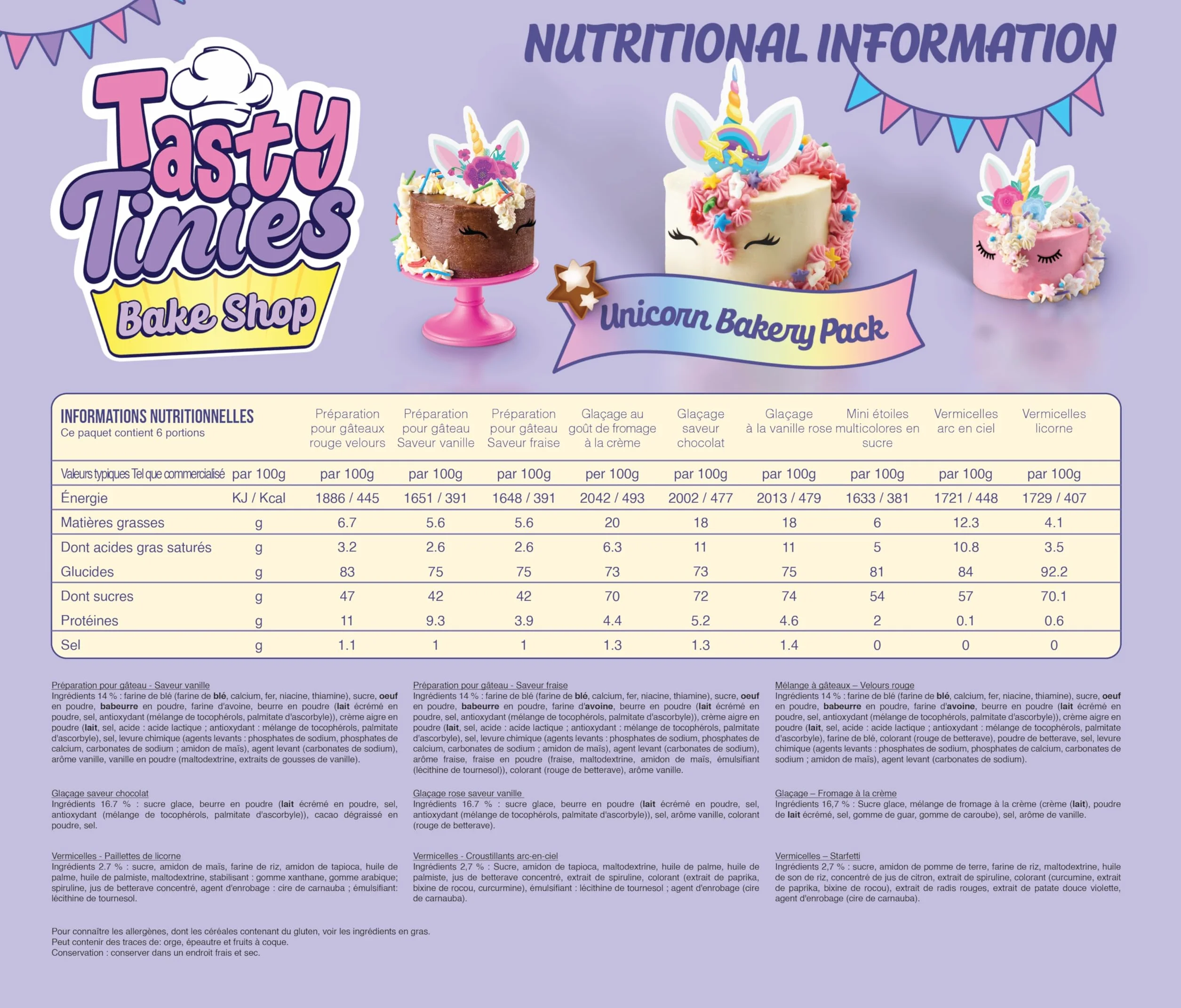 Kit Pâtisserie Créatif Licorne pour Enfants dès 6 Ans - Préparations pour Gâteaux + Glaçage + Déco - Cuisson Micro Ondes