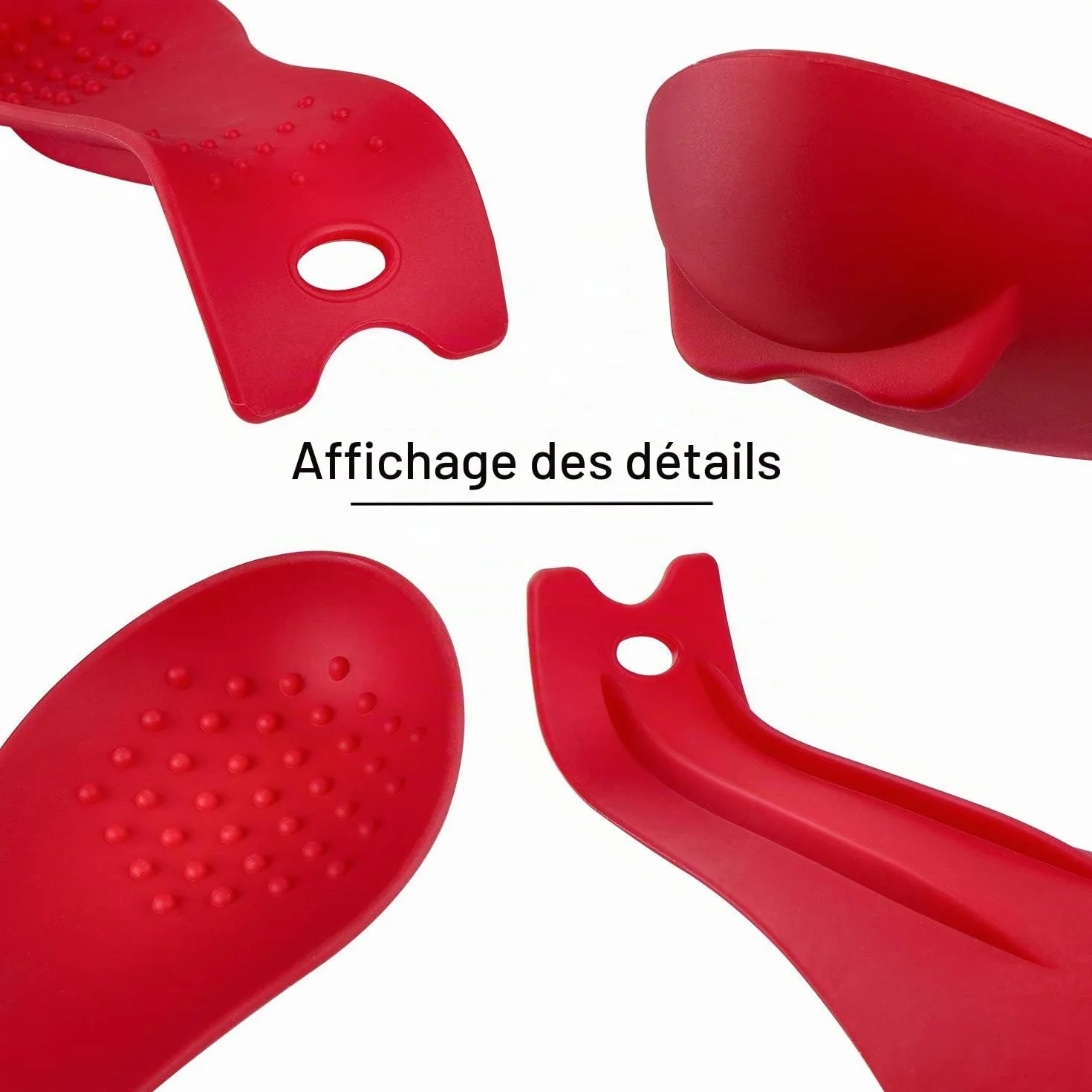 Repose-cuillère en silicone pour cuisinière, lot de 2, rouge