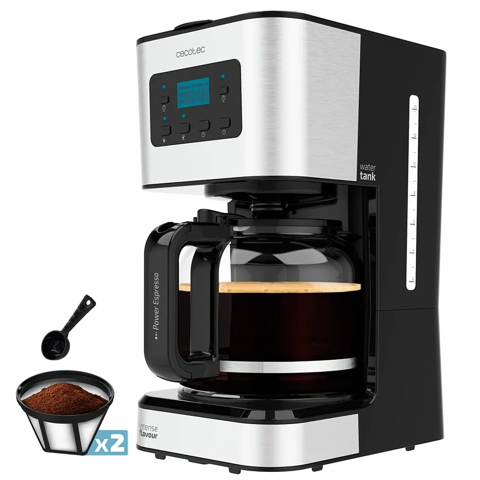 Cecotec Cafetière à goutte programmable Coffee 66 Smart Plus, 980 W, 12 tasses, ExtemAroma, AutoClean, Écran LCD, acier inoxydable, 1,5 L