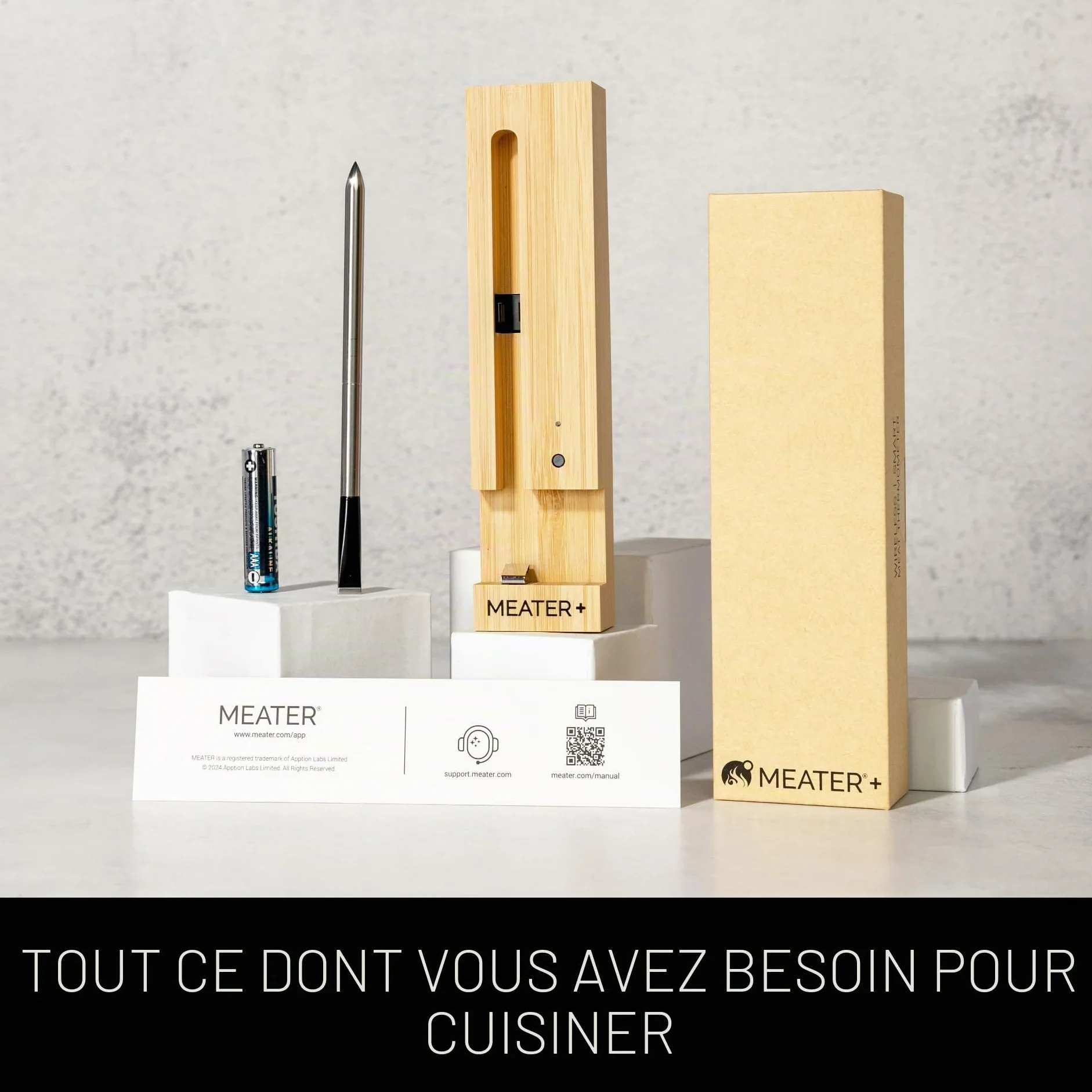 MEATER Plus Thermomètre à Viande Intelligent Sans Fil Bluetooth WiFi Jusqu'à 50m