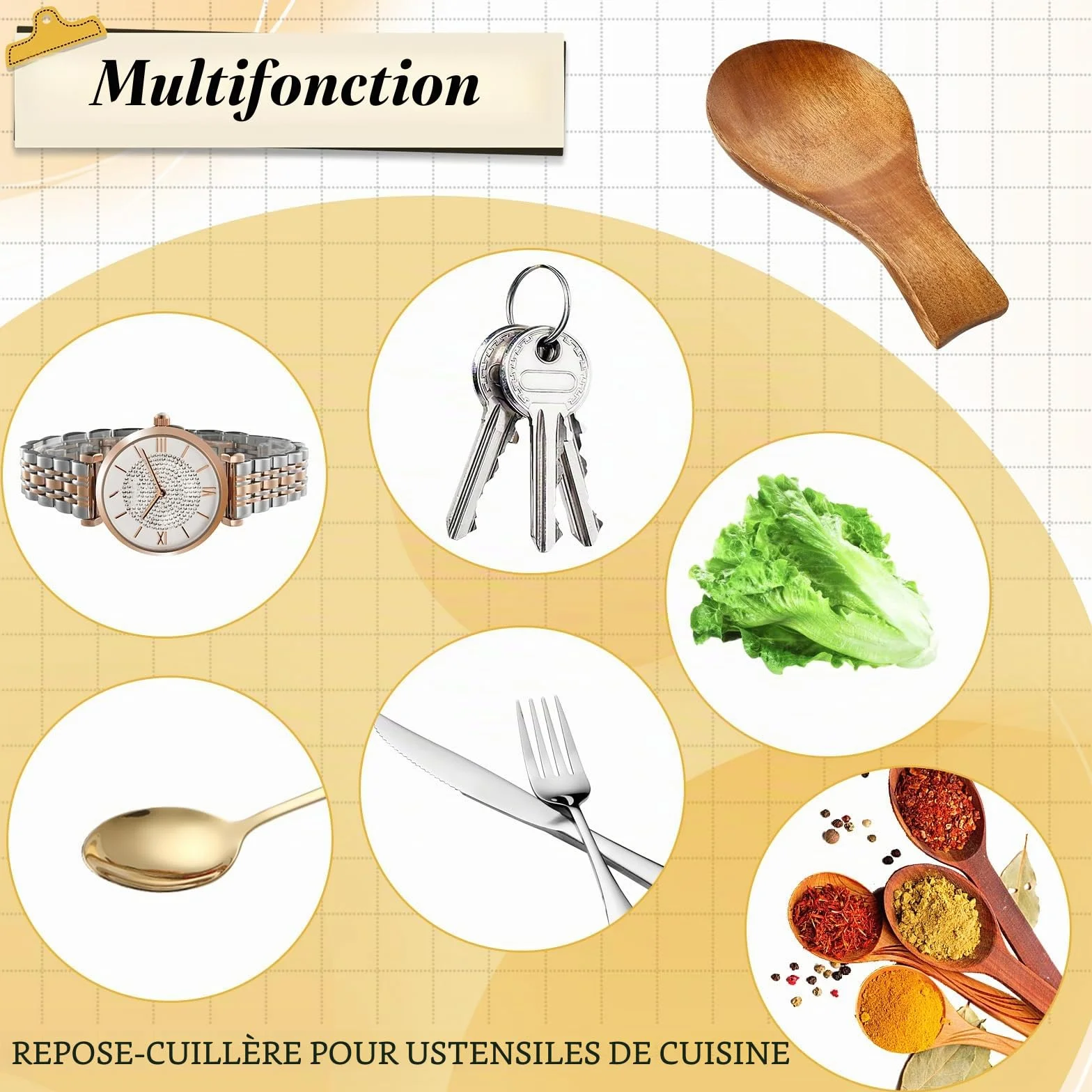 Repose cuillère en bois pour cuisine, ustensiles de cuisine longue