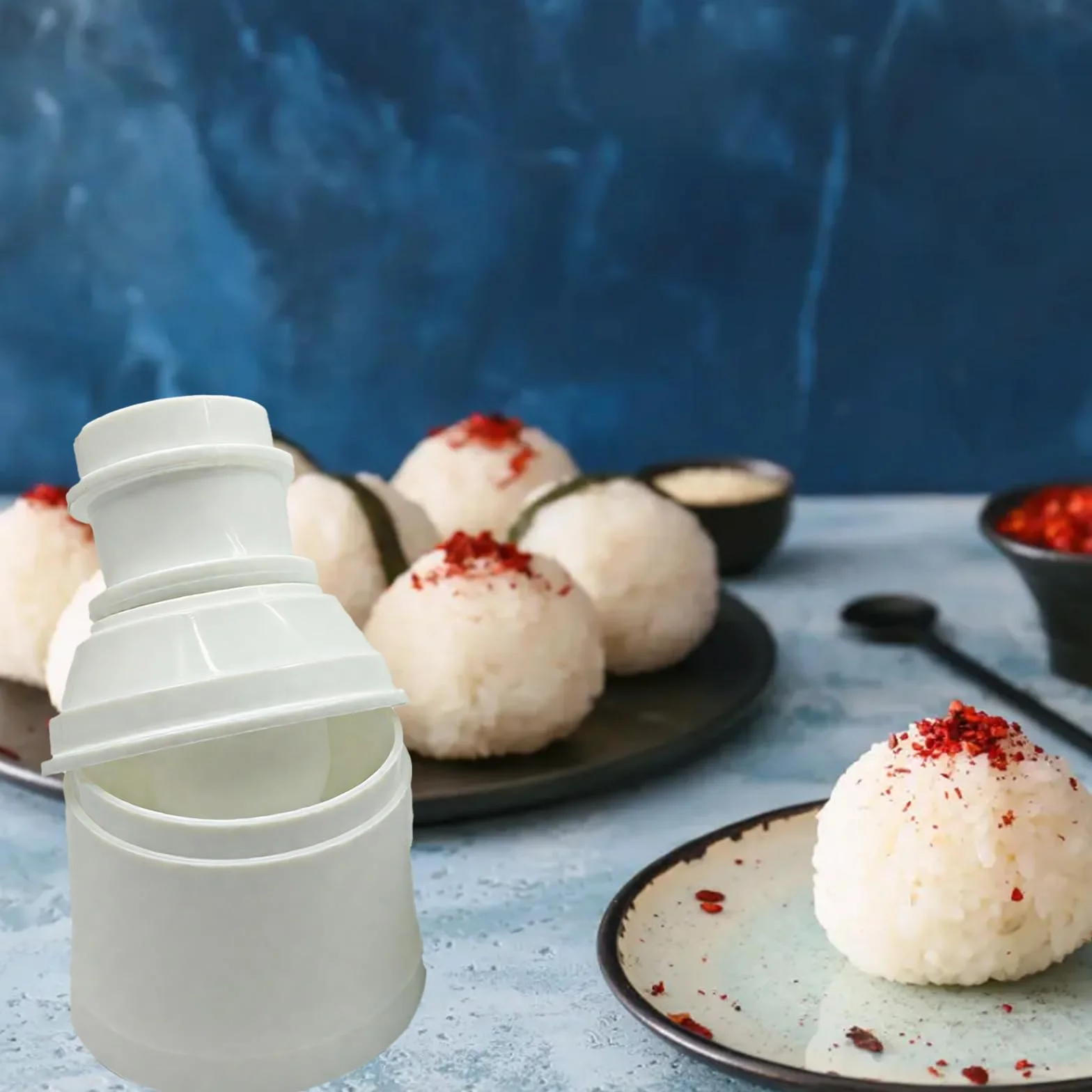 Lot de 2 moules onigiri forme 3 en 1 pour boulettes de riz, poisson et wonton sushi