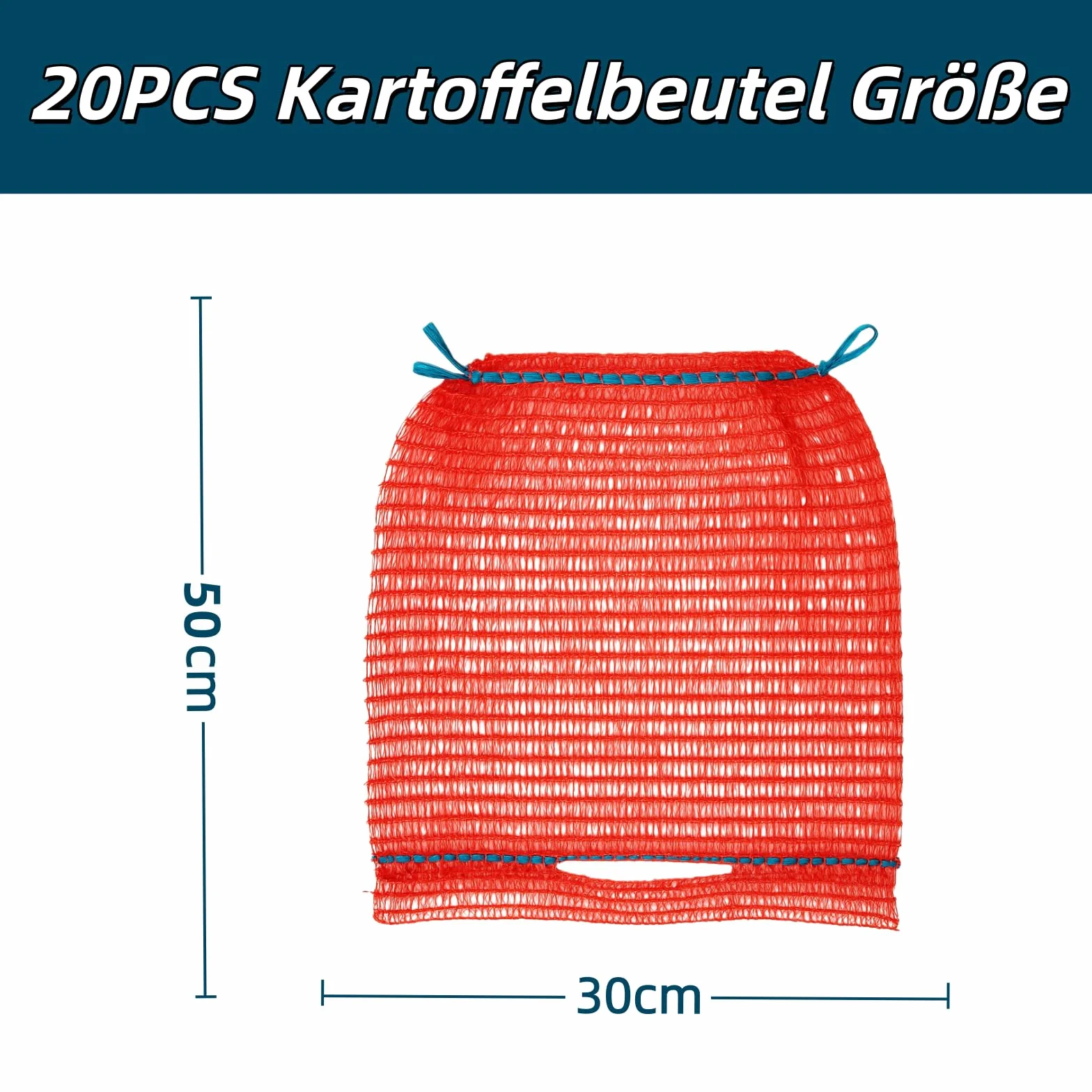 Sacs Raschel 30x50 cm 10 kg avec cordon pour pommes de terre, oignons, légumes, noix et fruits