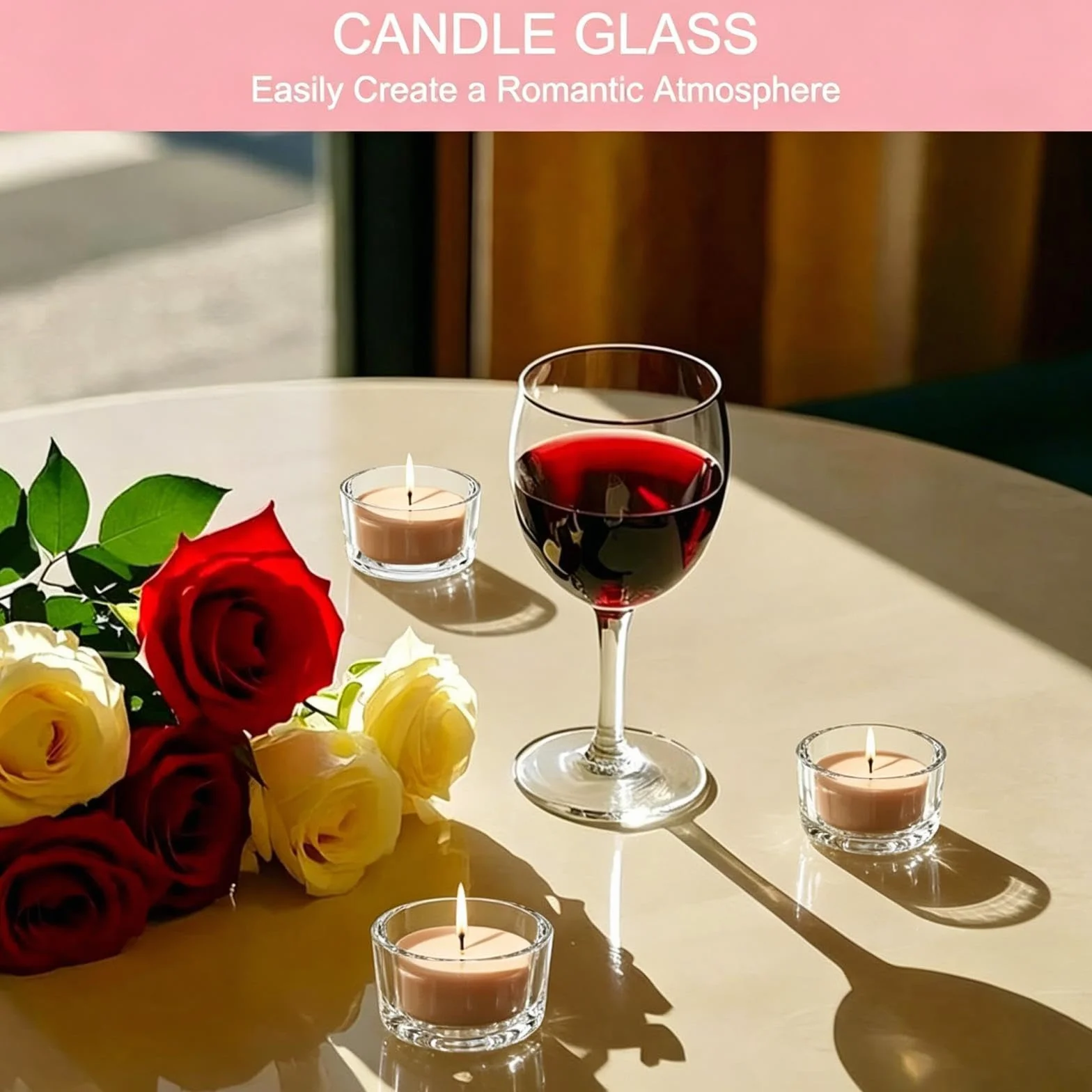 Photophore Bougie Verre Transparent 4,6 x 2,5 cm pour Mariage Anniversaire Décoration de Table