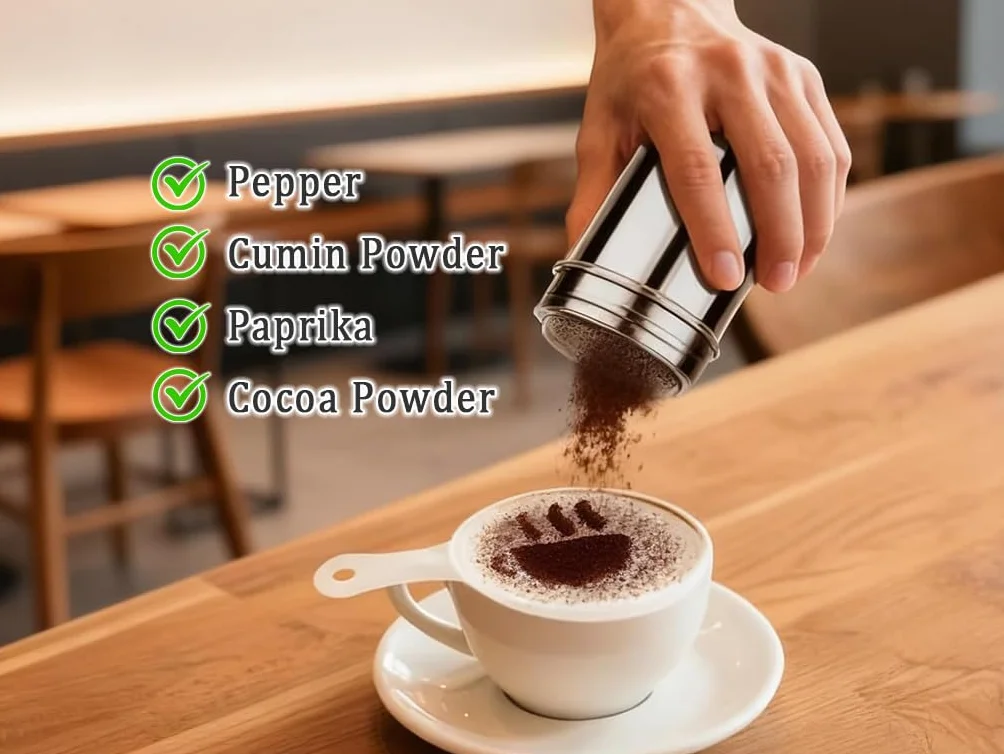 Saupoudreuse Cacao avec Couvercle 16 Moules pour Café Chocolat Sucre Sel Farine