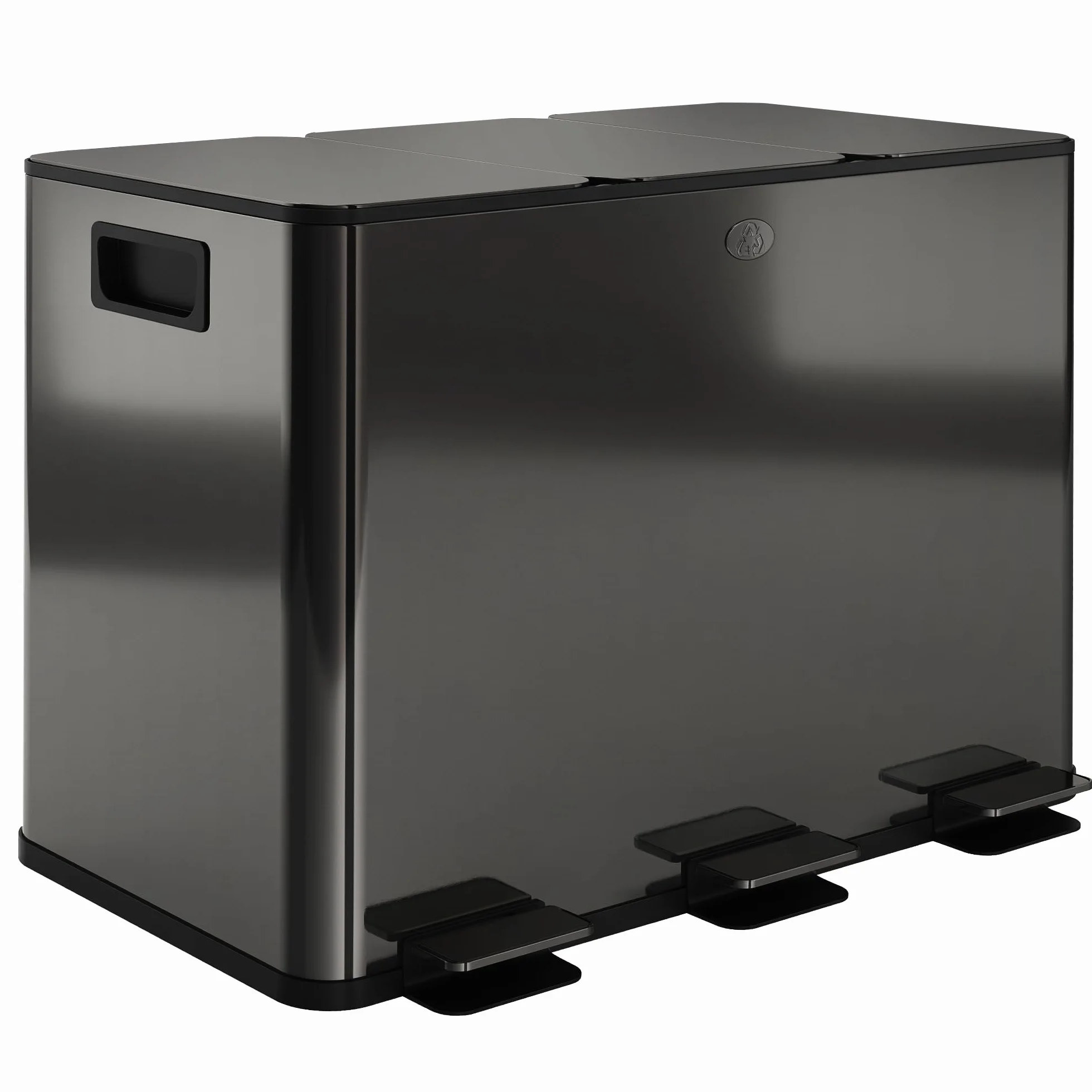 HOMCOM Poubelle cuisine 3 x 15L acier inoxydable tri sélectif 3 compartiments pédale