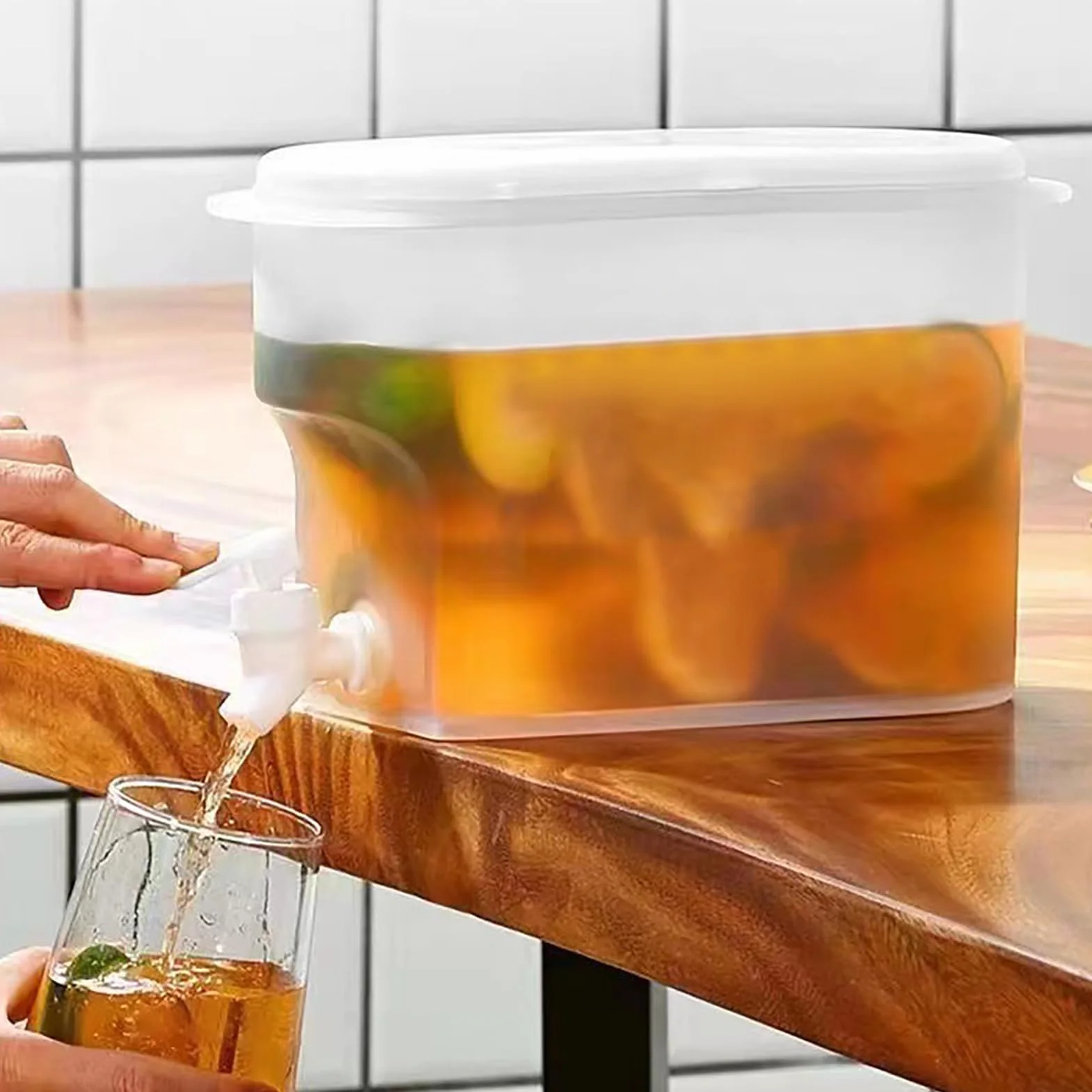 Distributeur de Boisson 3,5L avec Robinet, Grande Capacité, Plastique, pour Thé Glacé, Limonade