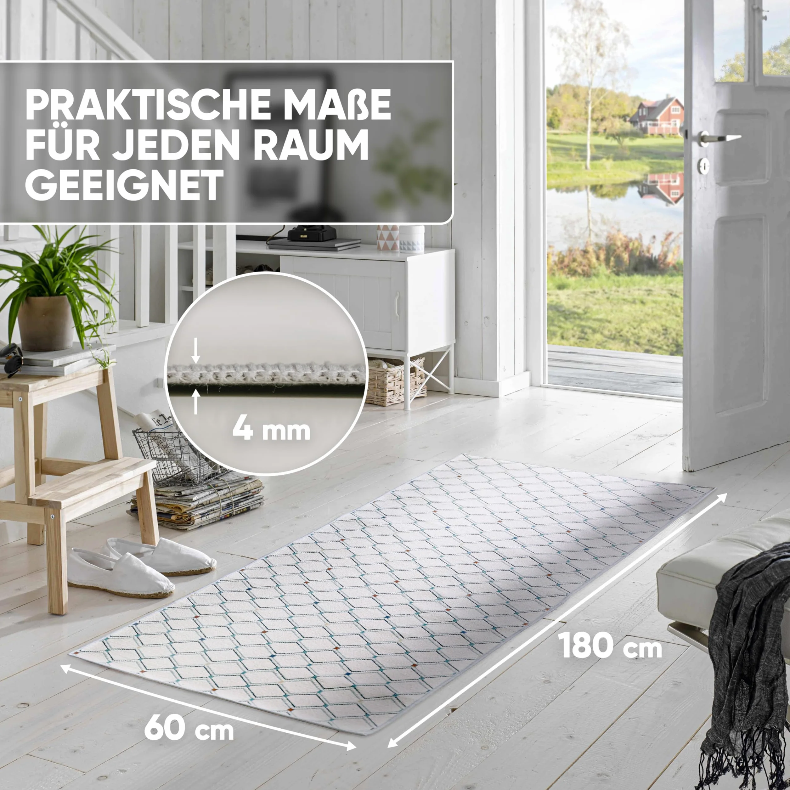Björn&Schiller Tapis de Couloir 60 x 180 cm, antidérapant, Beige