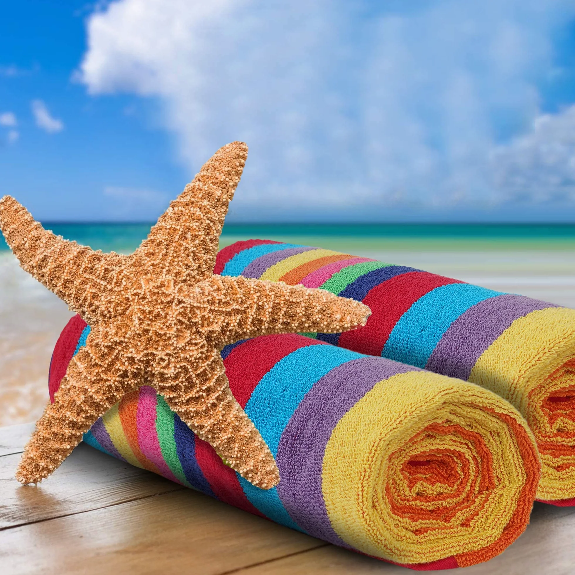 Serviettes de Plage Miami Vibe Lot de 2 100% Coton éponge Ringspun 450 g/m² 76 x 152 cm