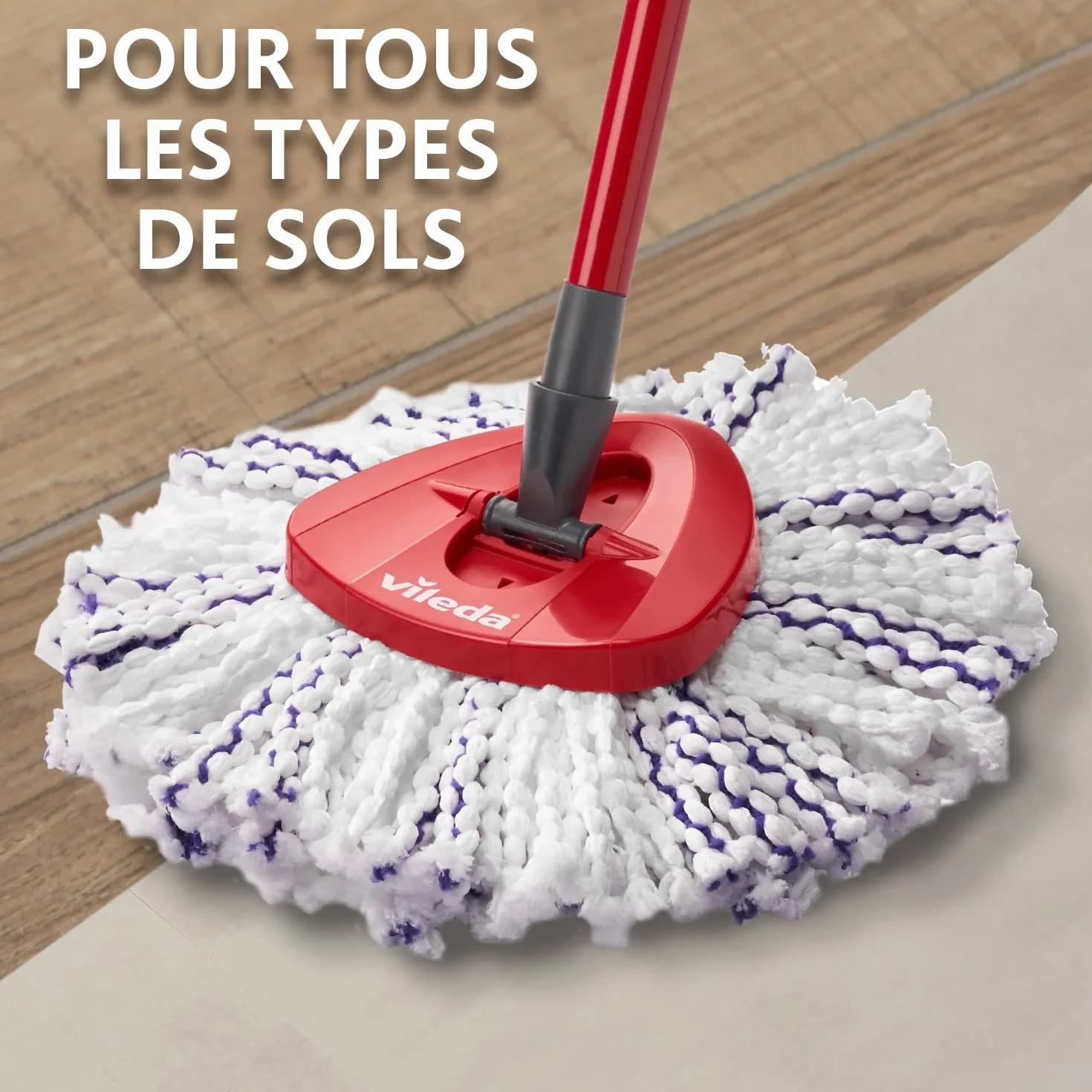 Vileda Recharge Serpillière Turbo 3en1 Microfibres Surfaces Texturisées Franges Surfaces Dures Compatible Systèmes Rotatifs Seau Essoreur