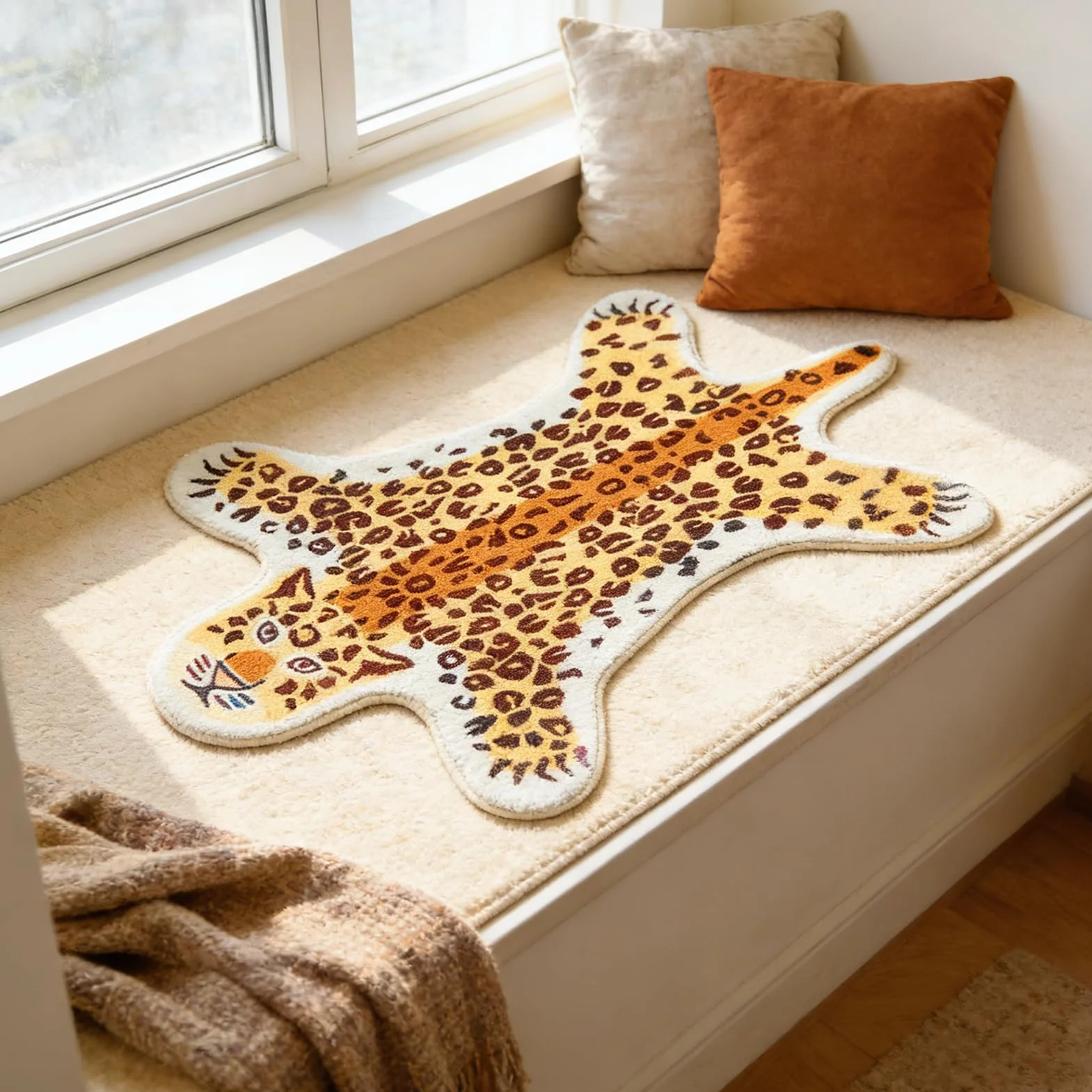 Tapis de Salle de Bain Tigre Antidérapant Lavable Doux