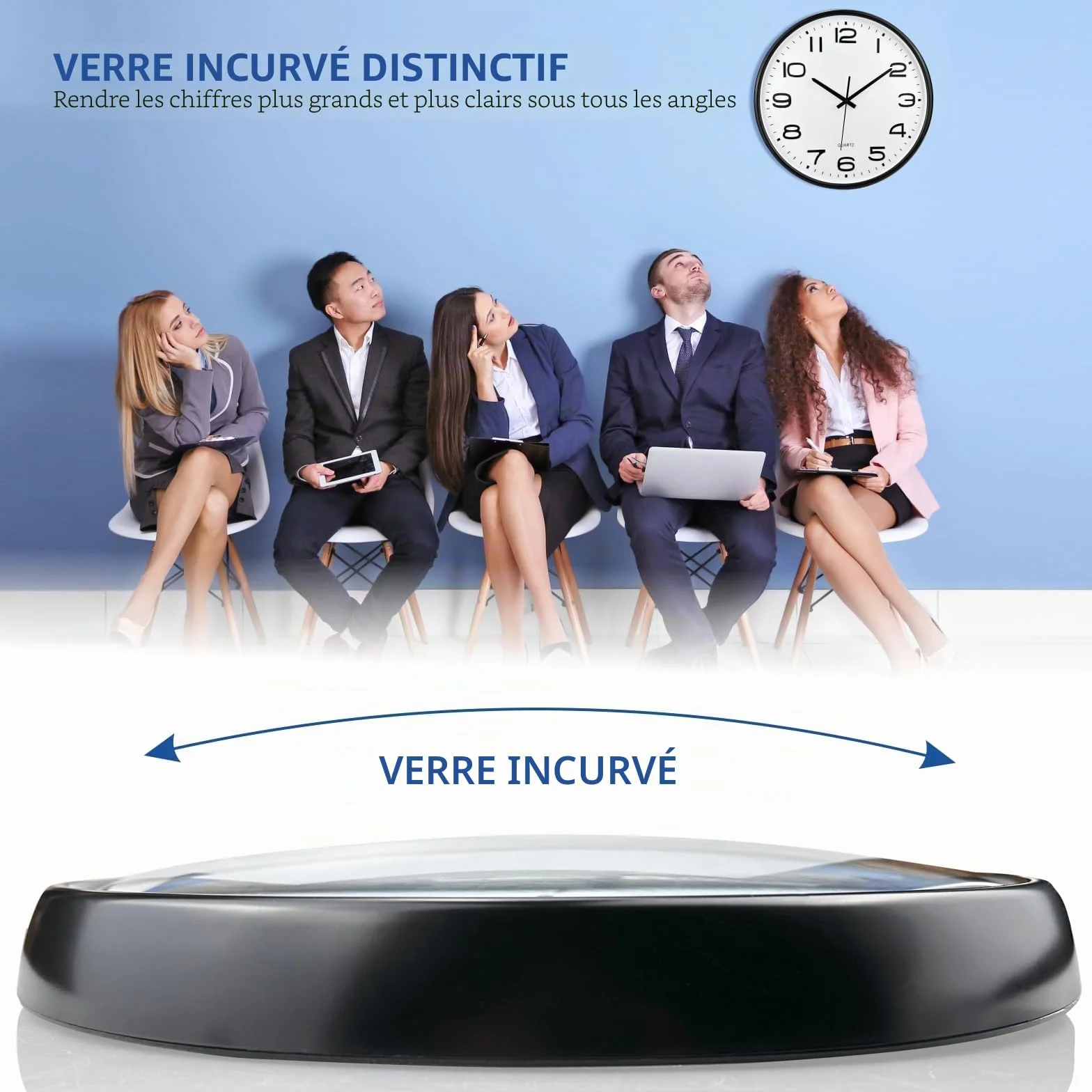 Plumeet Horloge Murale 40.6cm Silencieuse Quartz Moderne Noire