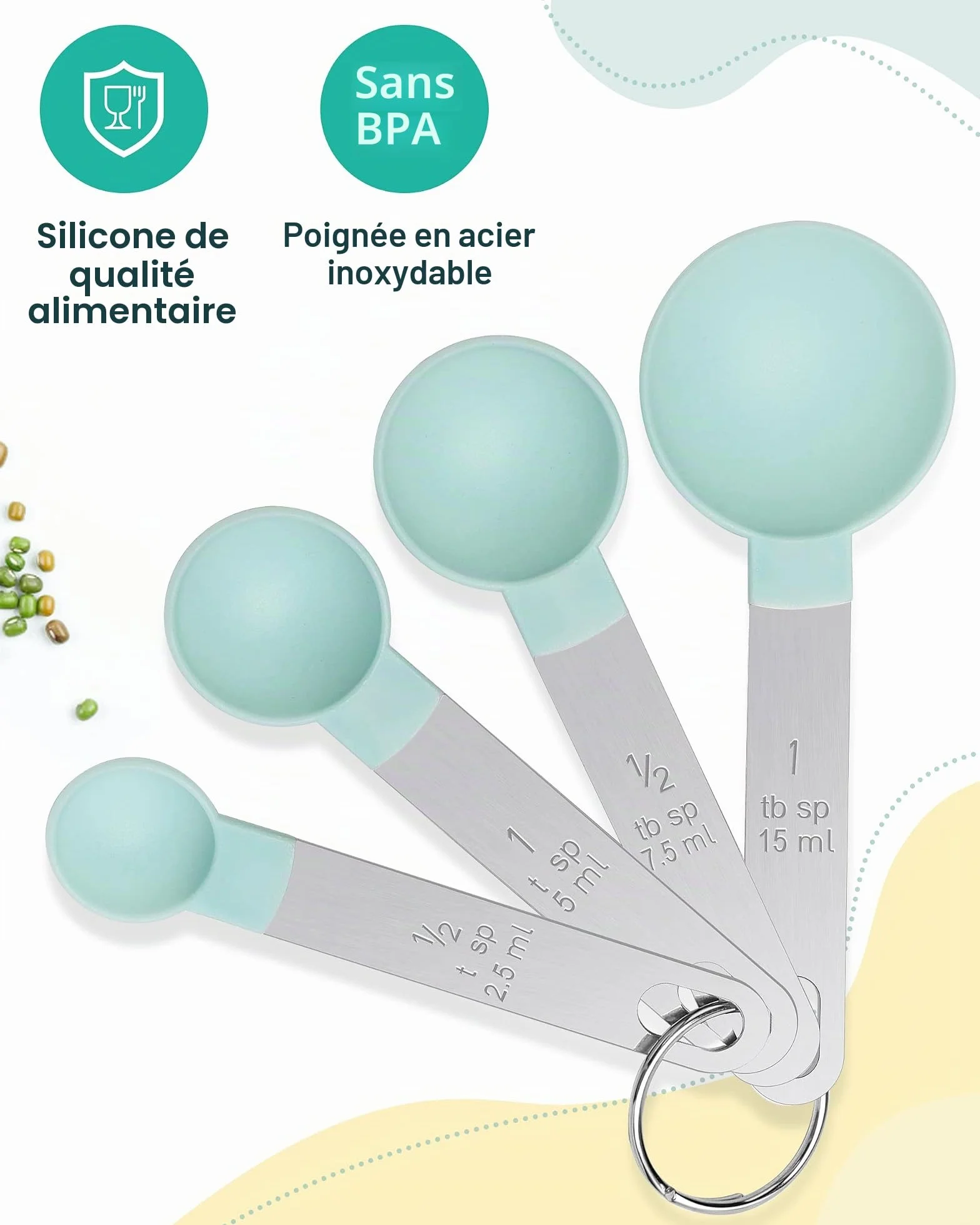 Lot de 8 tasses et cuillères à mesurer en acier inoxydable outil de mesure pour liquides et solides ustensiles de cuisine