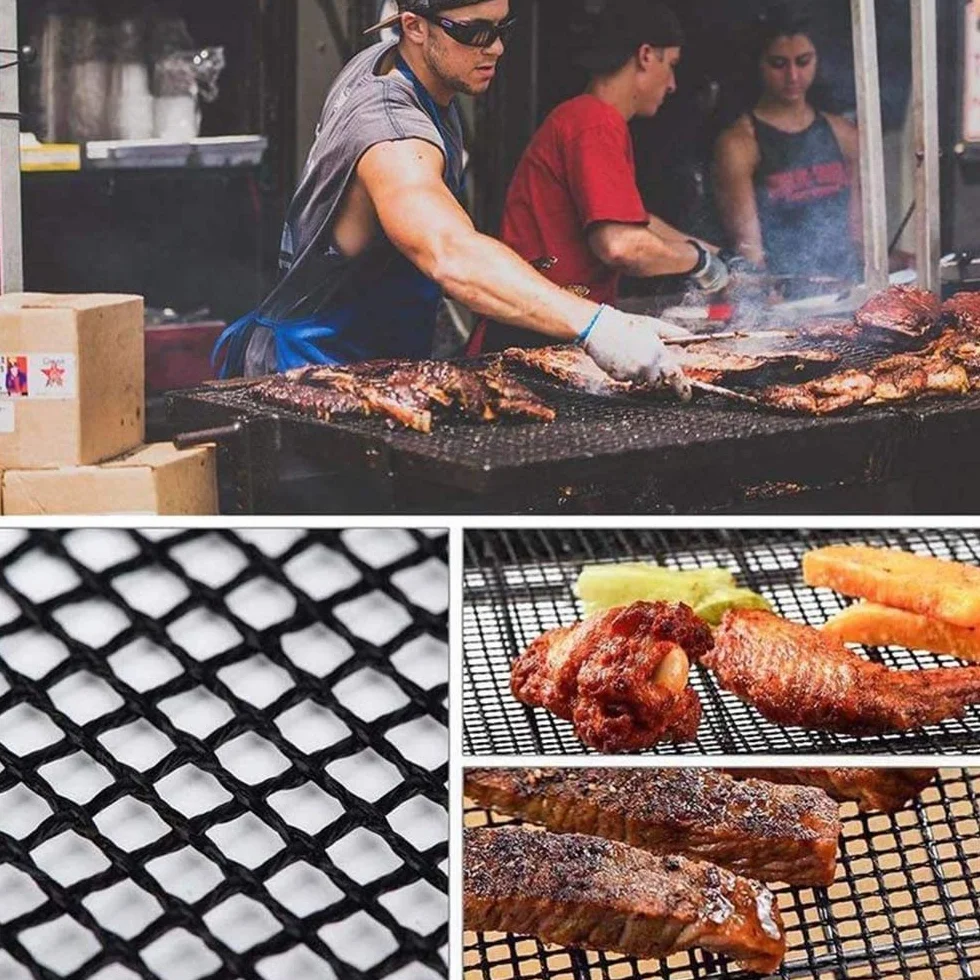 Tapis de Barbecue Anti-adhésifs Réutilisables 40 x 33cm Grille Barbecue