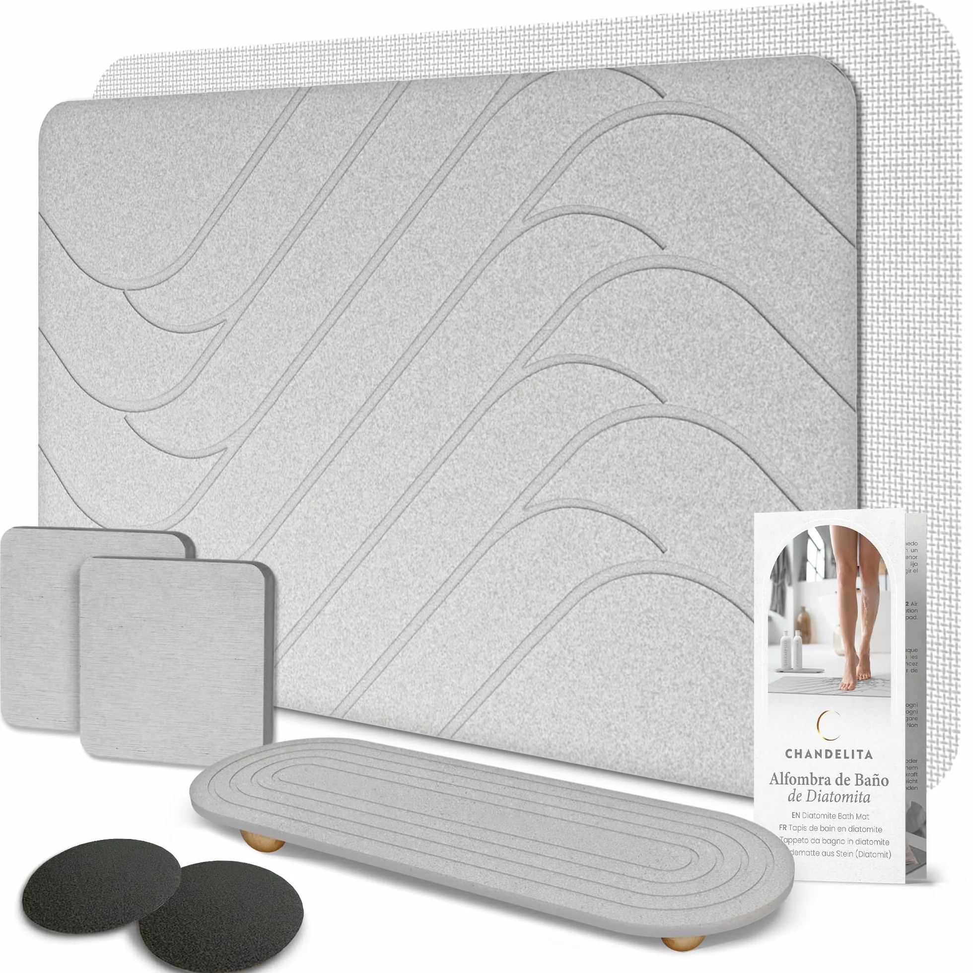 Tapis de Bain Diatomite 60×39 cm Antidérapant Absorbant Hygiénique Résistant aux Moisissures Séchage Rapide
