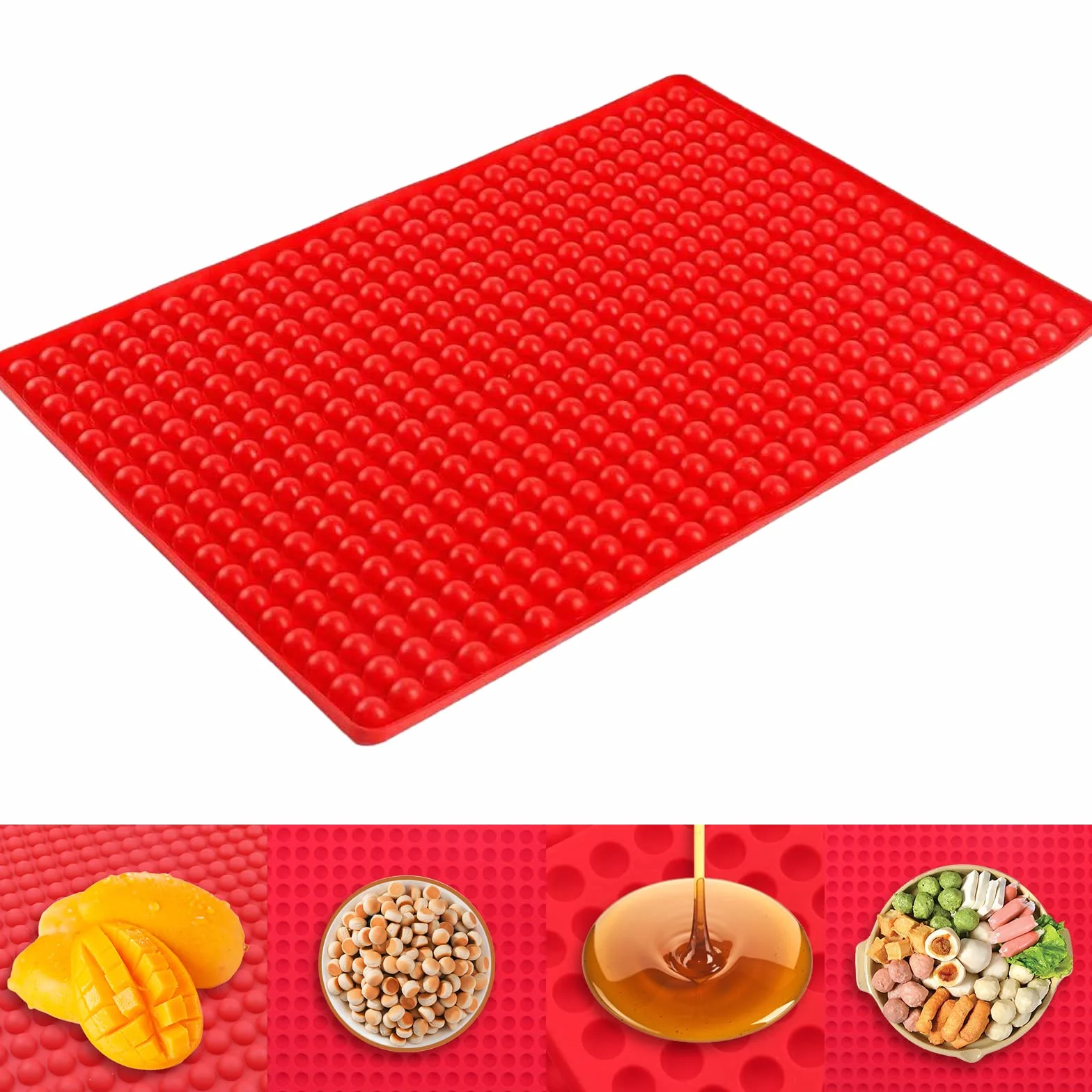 Newaner Tapis de cuisson en silicone Demi-Sphère 1cm résistant à la chaleur sans BPA rouge