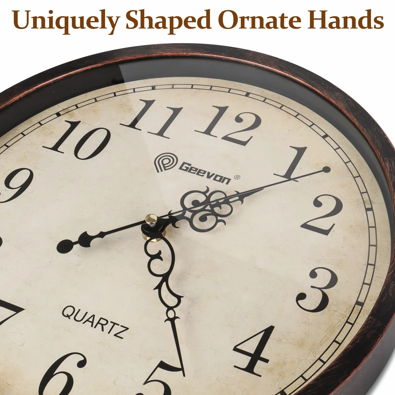 Geevon Horloge Murale Vintage Silencieuse Analogique Quartz Décorative 30 cm Marron foncé