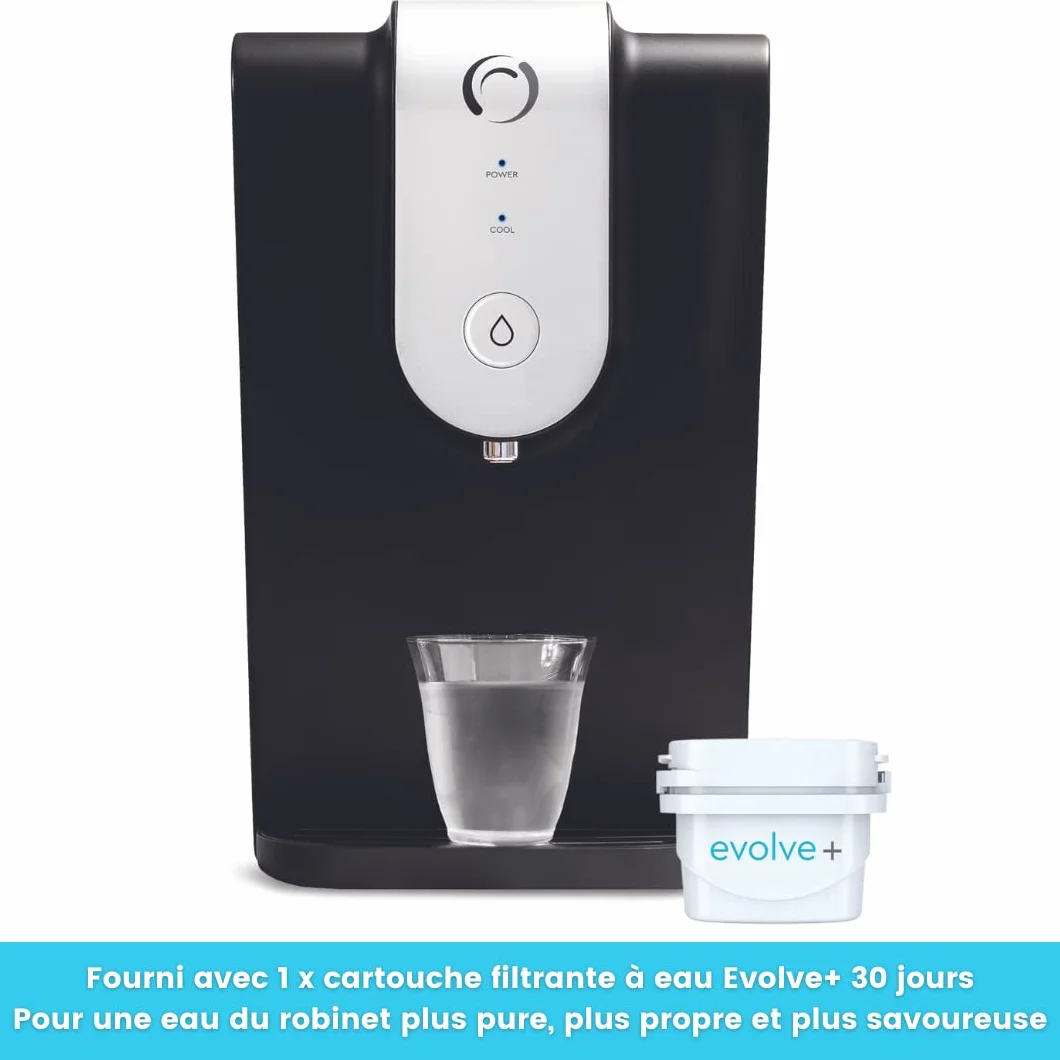 Aqua Optima Lumi Refroidisseur d'eau Filtré Distributeur d'eau de Comptoir 8,2 litres Noir Plastique