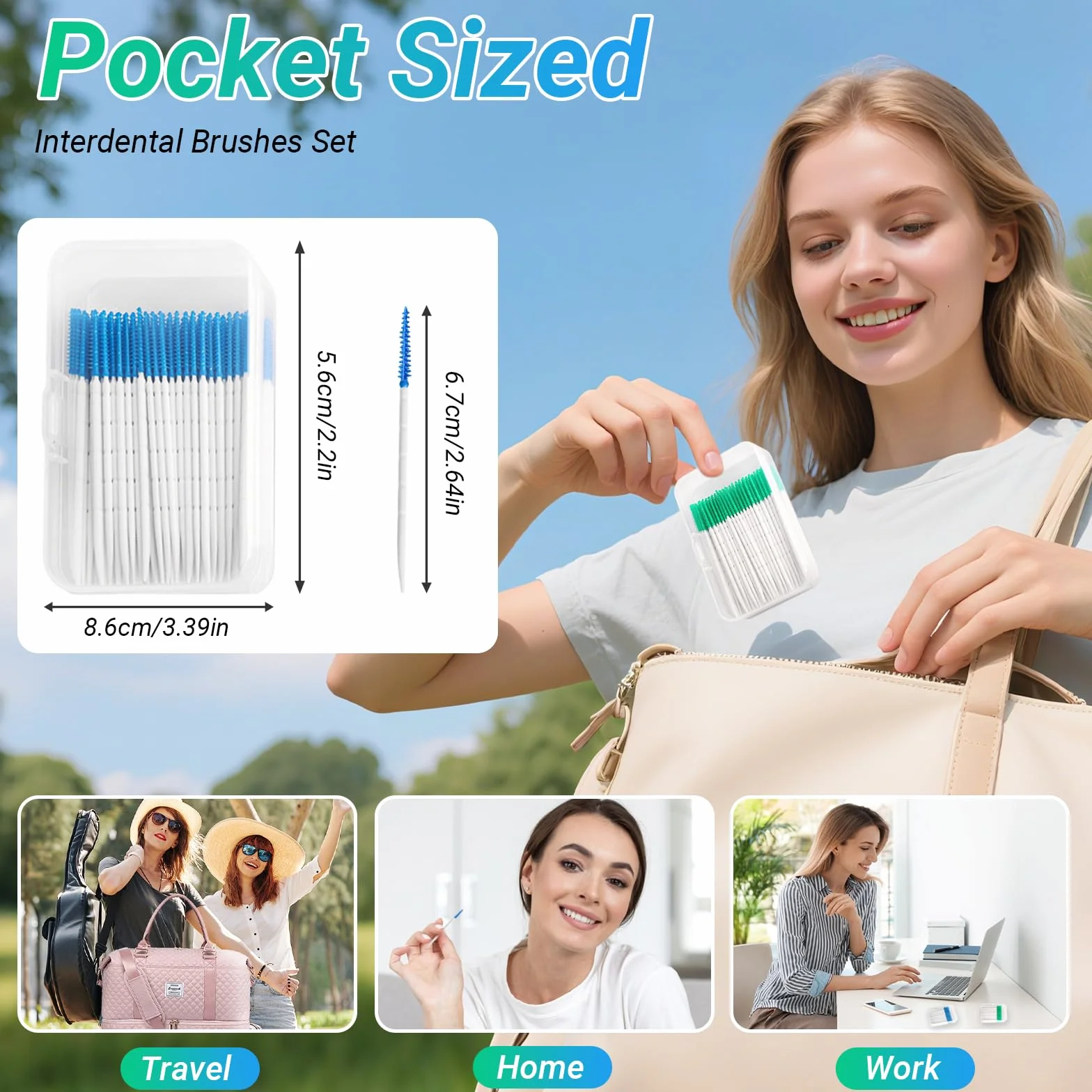 Cure Dent Plastique 2-en-1 Portable 400 Pièces Nettoyer Entre les Dents