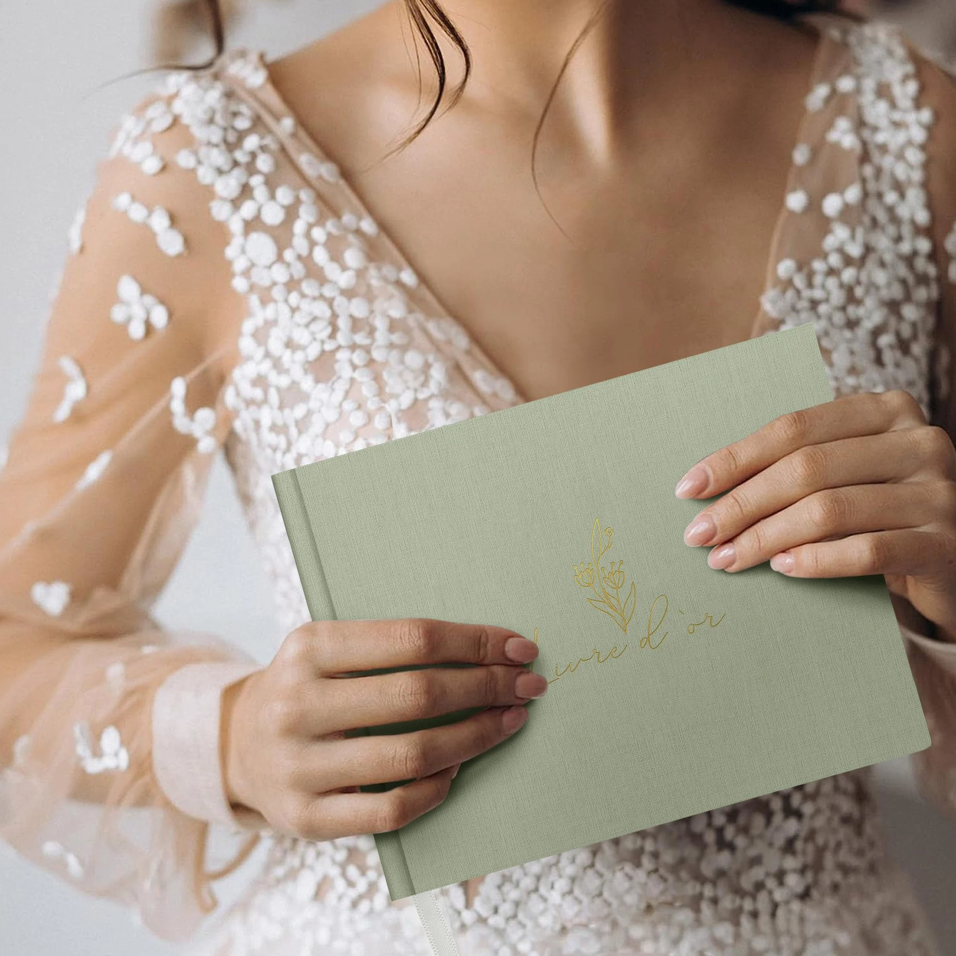Livre d’Or en Lin Vert – Carnet de Messages & Souvenirs