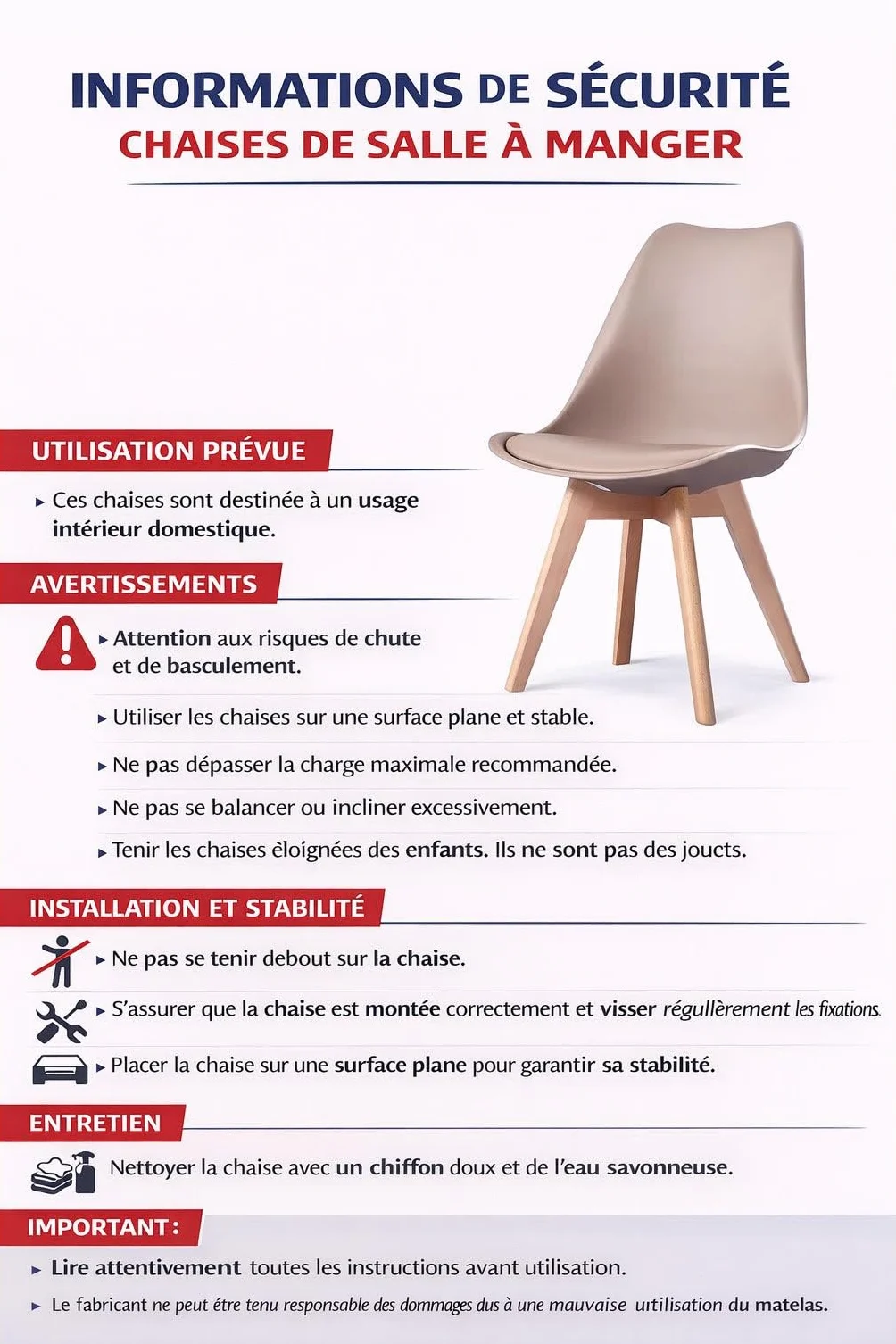 Chaises Scandinaves Lot de 6, Chaises Salle à Manger, Noires, Pieds Bois de Hêtre Massif