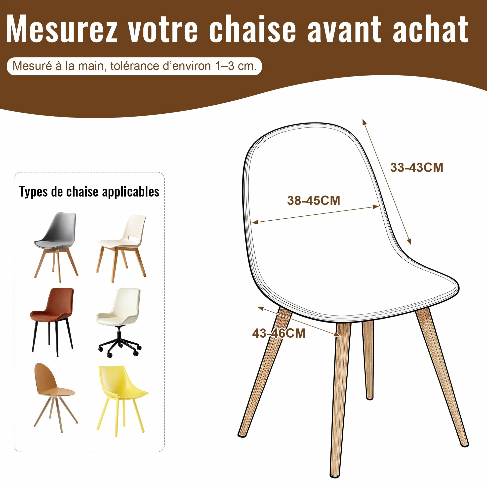 Housse de Chaise Scandinave Extensible Universel Imperméable Amovible Lavable