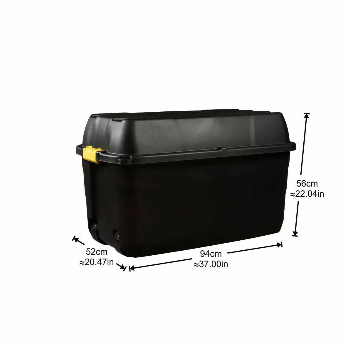 Coffre de rangement en plastique robuste sur roulettes Noir 94x52x56 cm