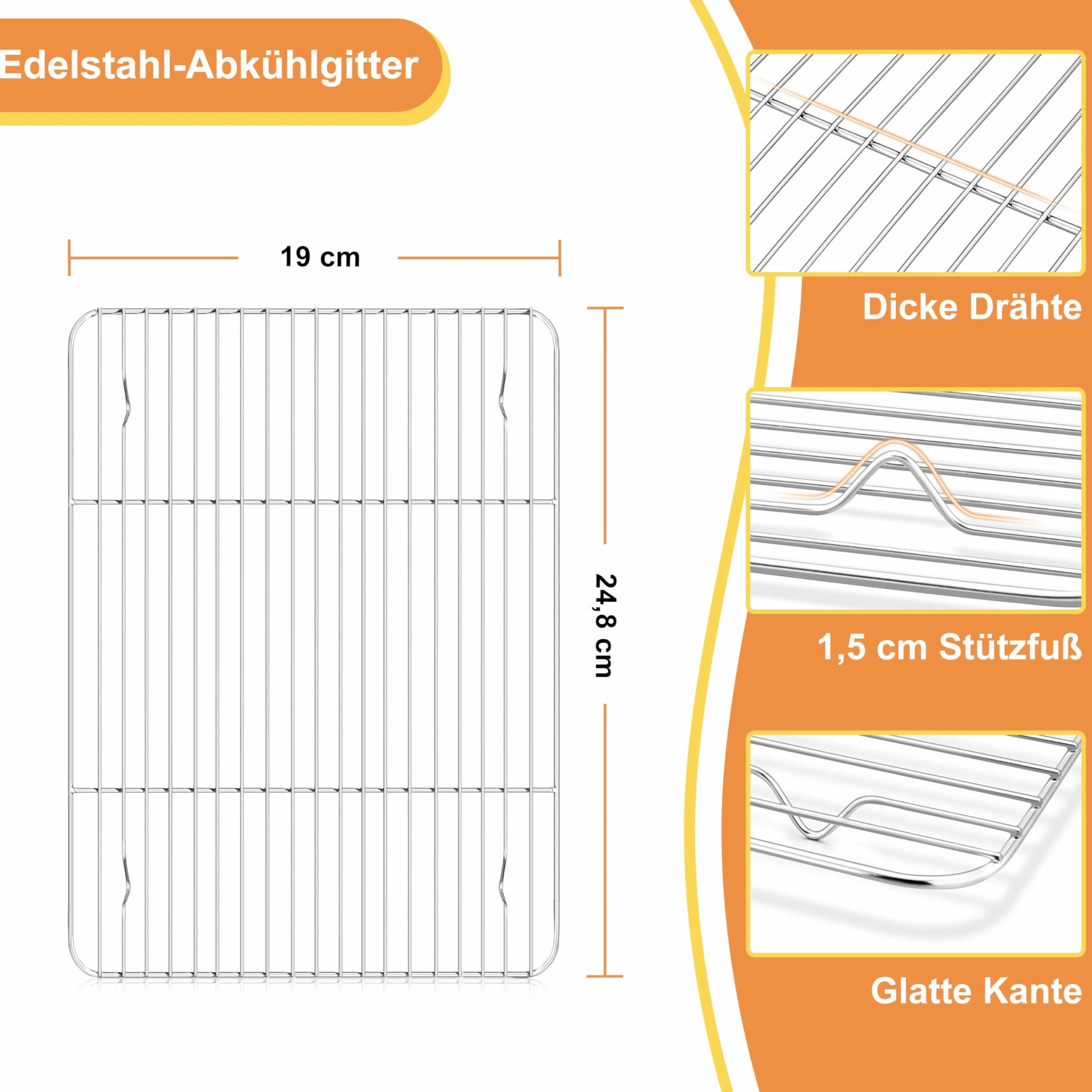 Herogo Plaque de cuisson en acier inoxydable avec grille, set de 2 plaques et 2 grilles