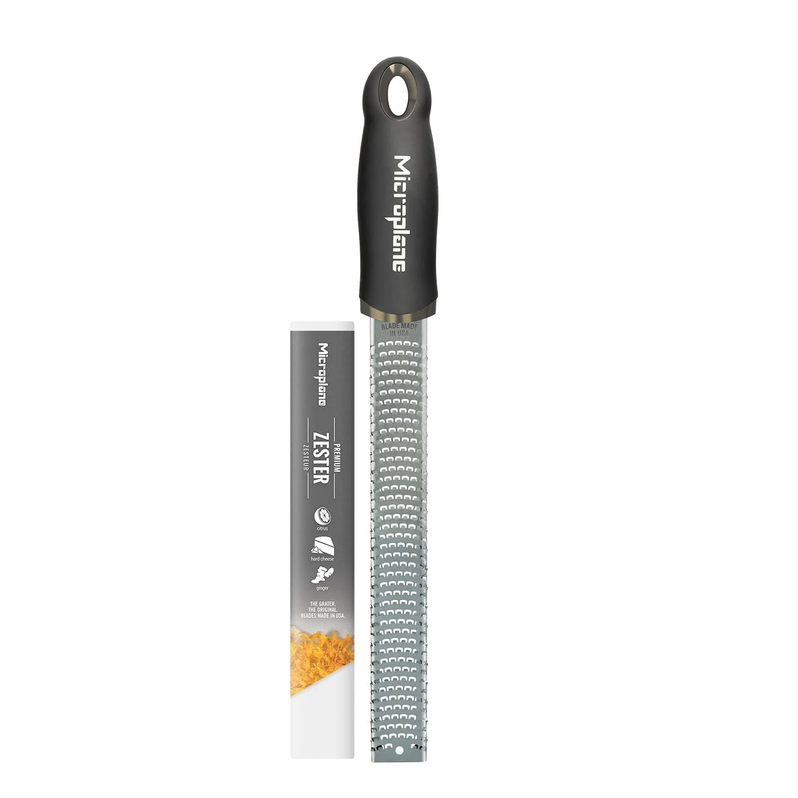 Microplane Râpe à zesteur Noir lame fine pour agrumes, parmesan, gingembre, chocolat, noix de muscade