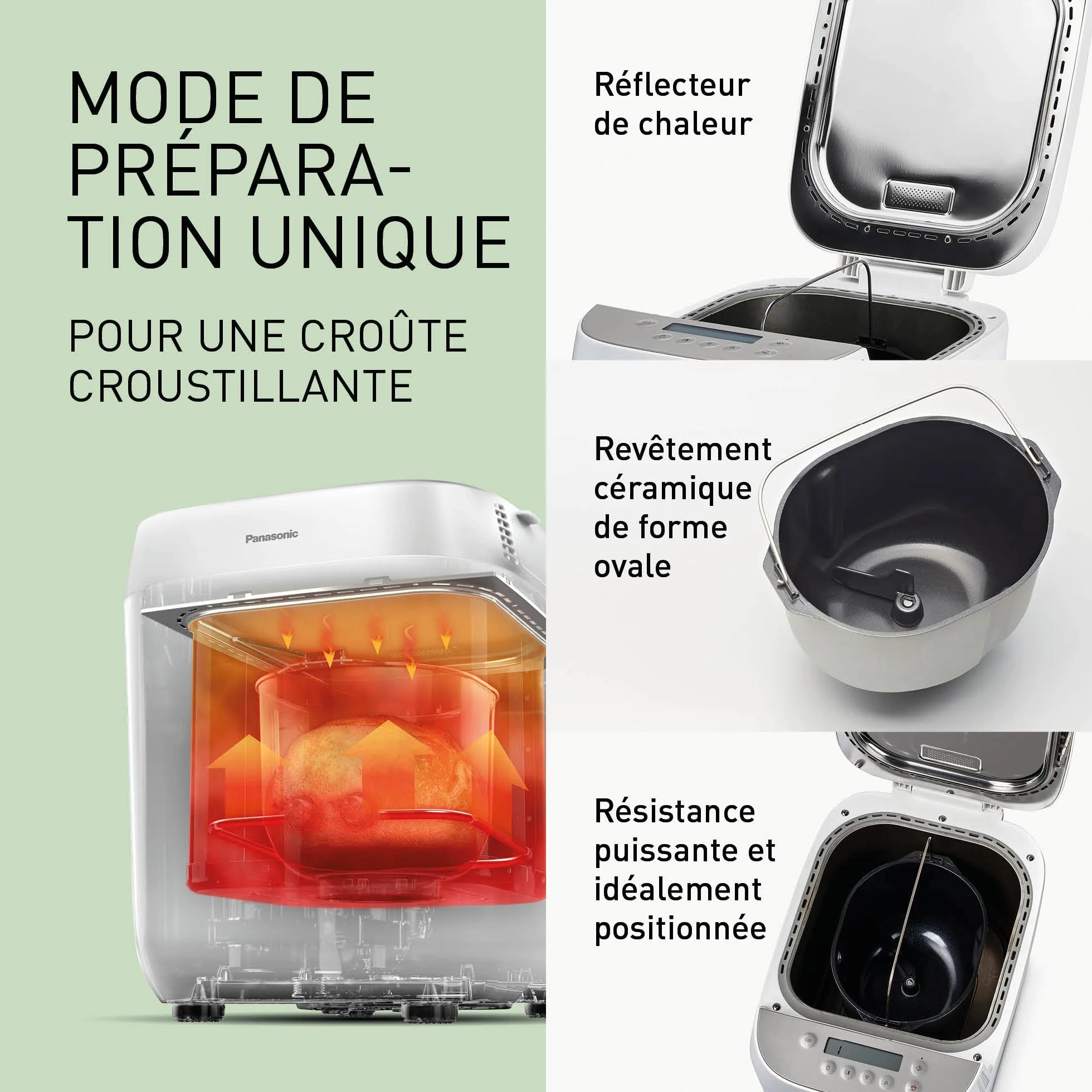 Panasonic Machine à pain Croustina SD-ZP2000WXE, 18 Programmes, 7 Pains Croustillants, Sans Gluten, 2 Tailles L,M