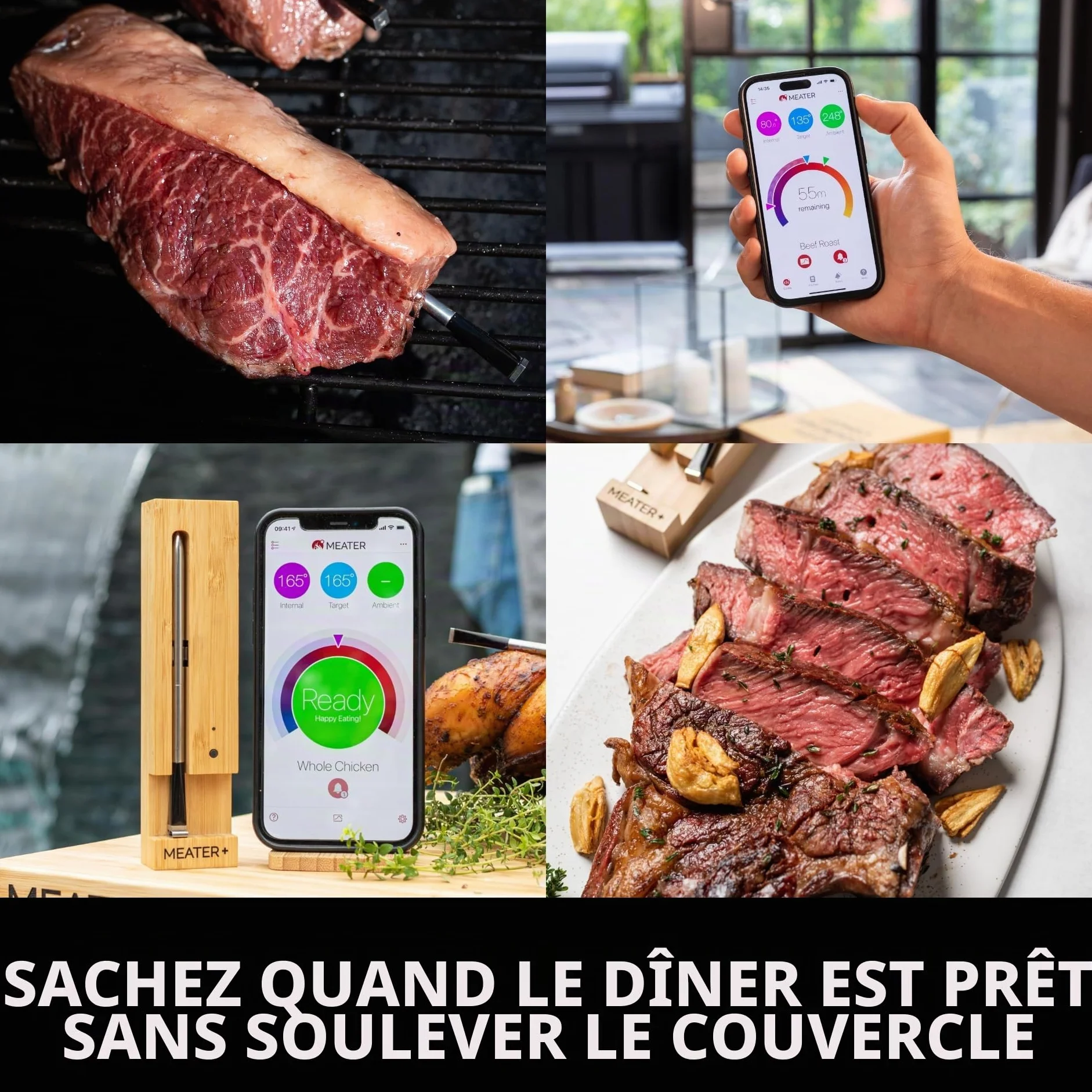 MEATER Plus Thermomètre à Viande Intelligent Sans Fil Bluetooth WiFi Jusqu'à 50m