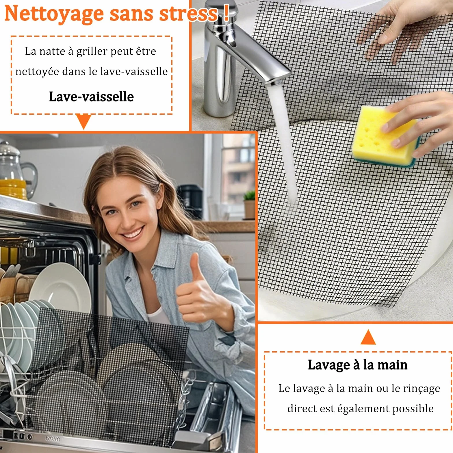 Grille Barbecue découpable 42x36 cm Tapis de Cuisson Réutilisables Anti-adhésif pour Gril électrique Gaz Charbon