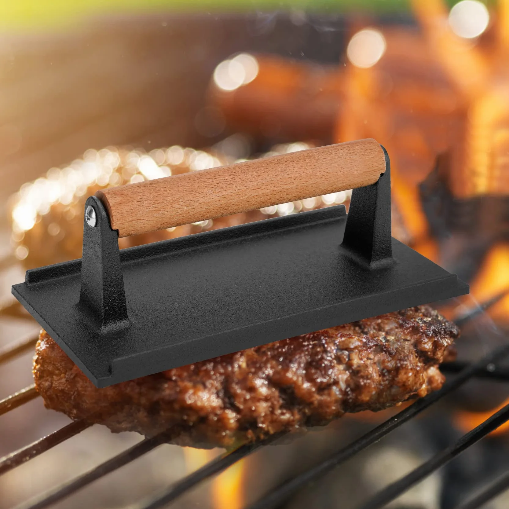onlyfire Presse à Steak en Fonte Gril Presse Bacon Presse à Viande Burger Smasher