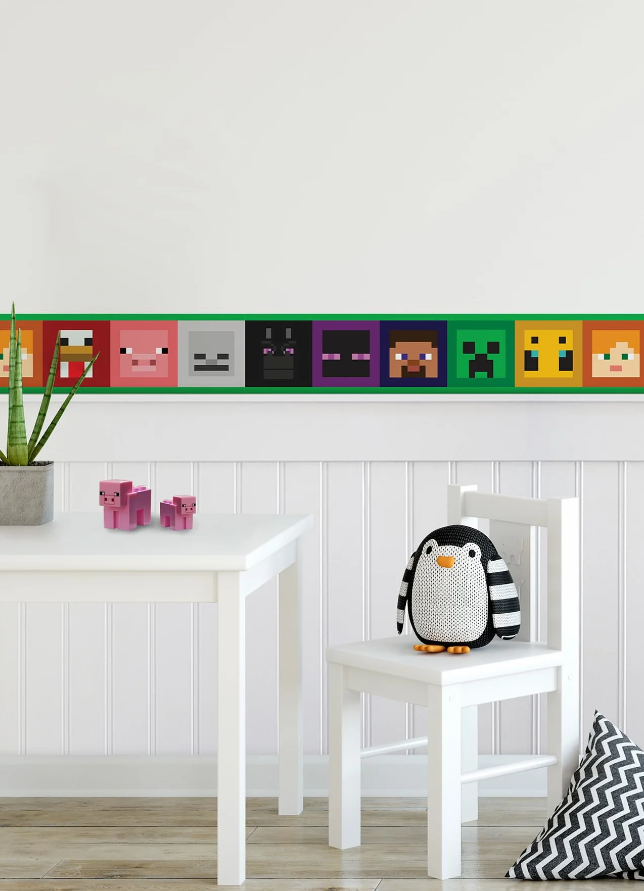 RoomMates Minecraft Iconic Faces Frise de papier peint autocollant