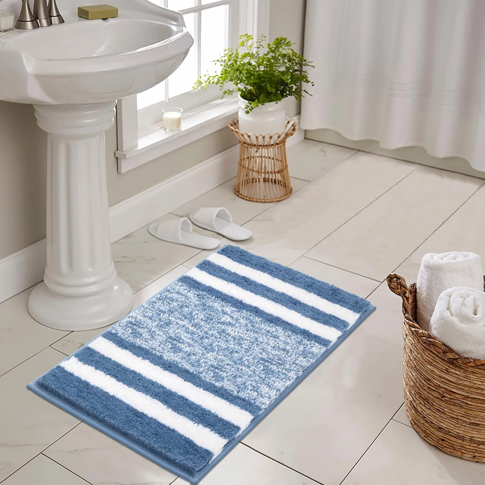Pauwer Doux Tapis de Bain Antidérapant 50 x 80 cm Microfibre Absorbant Lavable