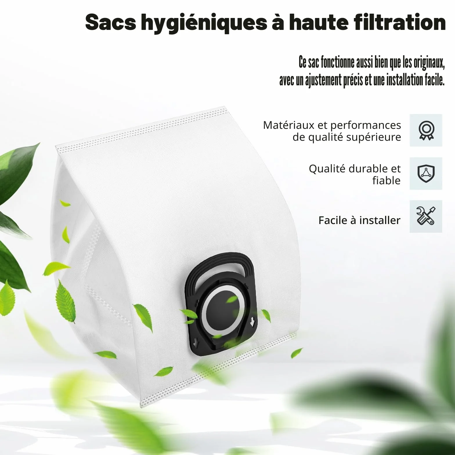 Lot de 10 Sacs Aspirateur Rowenta Hygiène+, Compact Power, Silence Force, X-Trem Power, Moulinex